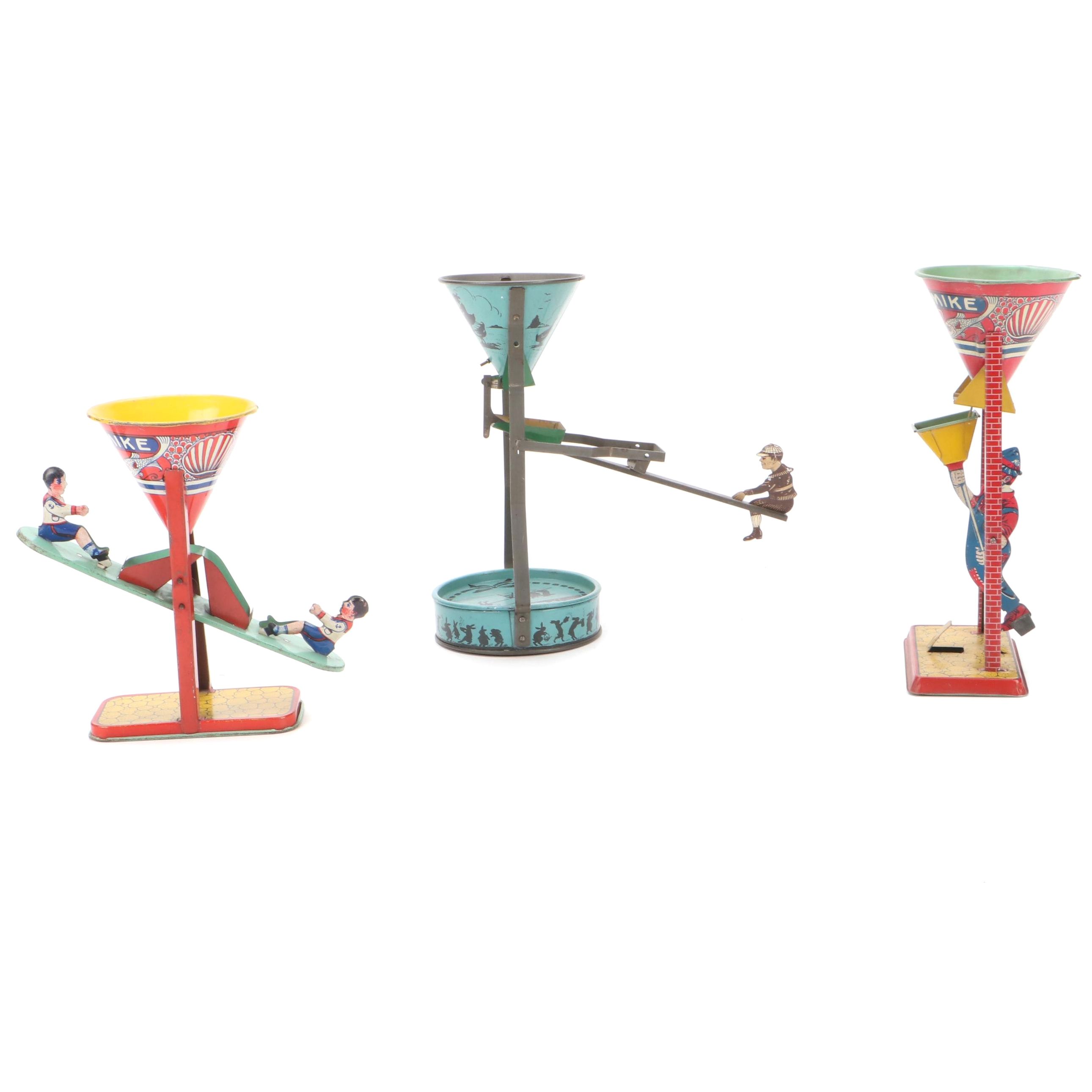 J. Chein & Co. "Busy Mike" and Other Tin Litho Sand Toys