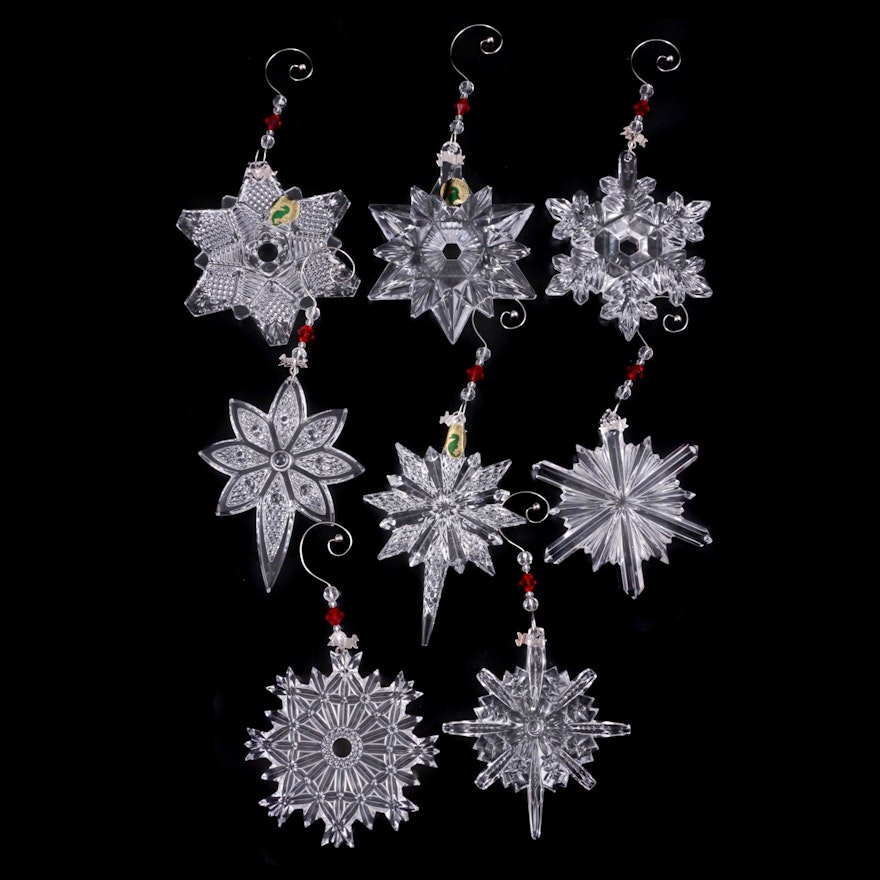 Waterford Crystal "Snow Crystal" and "Snow Star" Ornaments