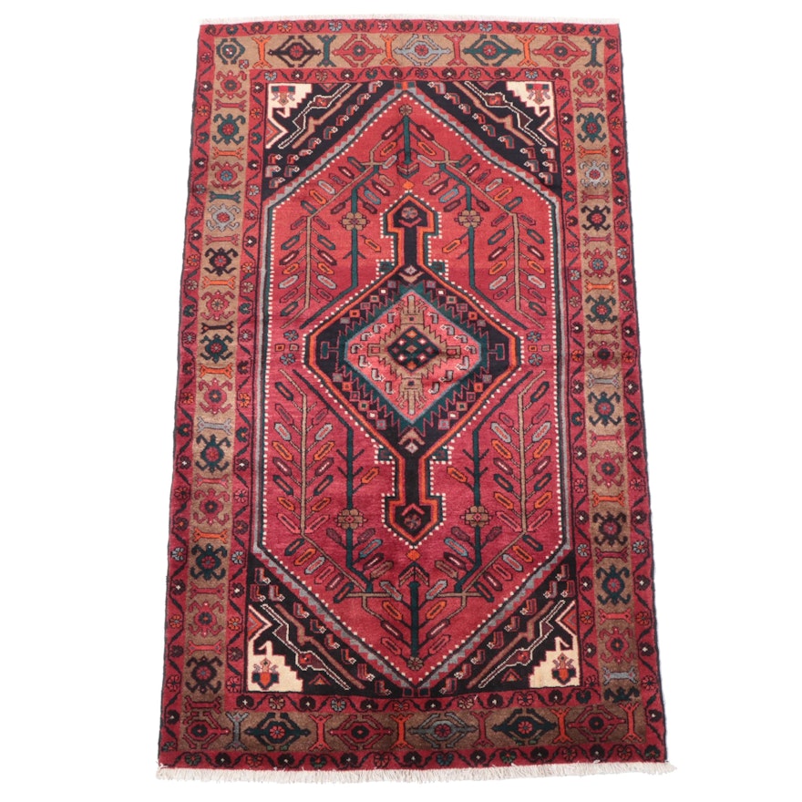 4'7 x 8' Hand-Knotted Persian Hamadan Area Rug