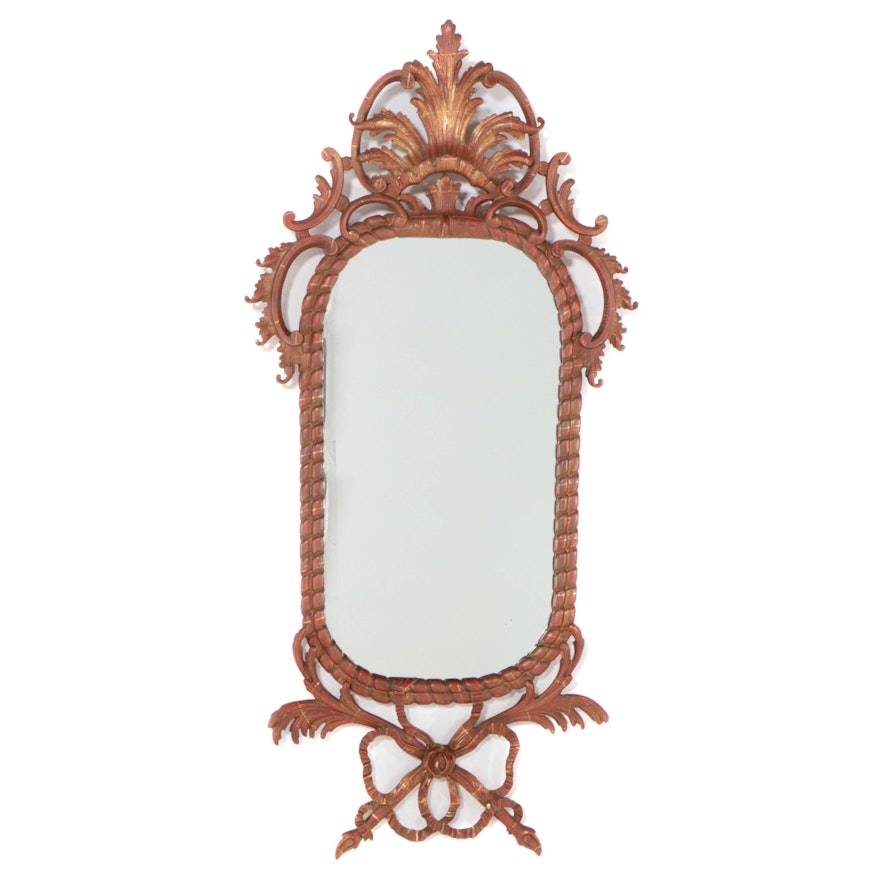 Baroque Style Painted and Parcel-Gilt Composite Mirror, Mid to Late 20th Century