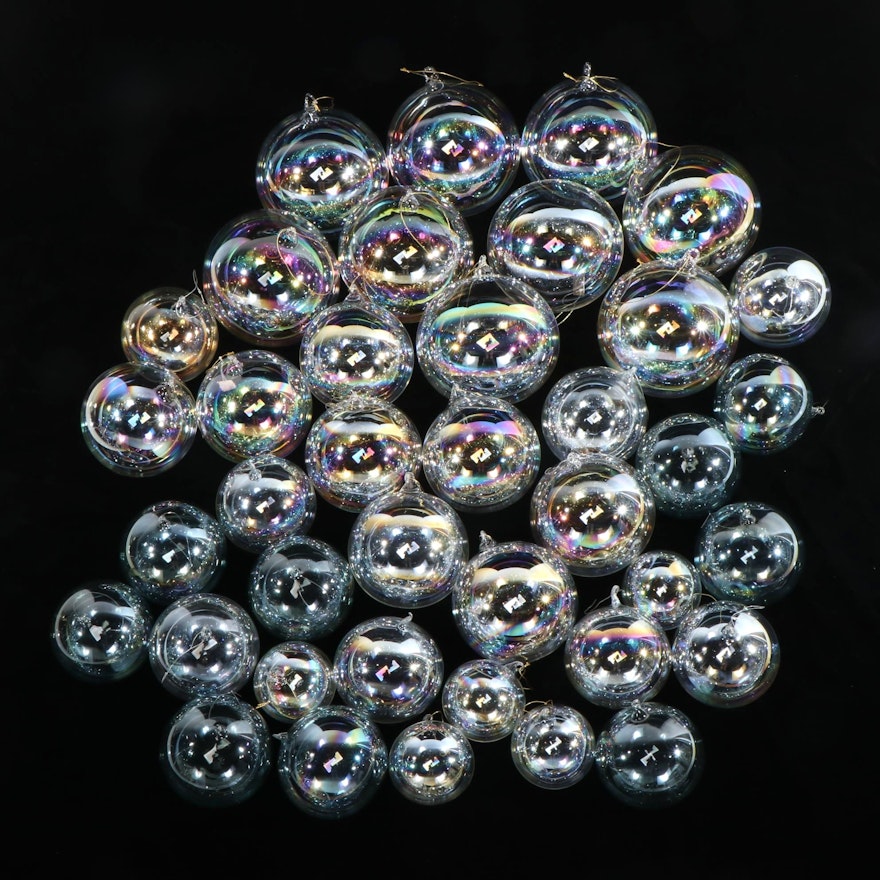 Iridescent Clear Blown Glass Ornaments