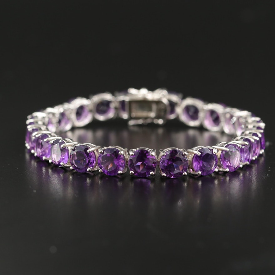 Sterling Amethyst Line Bracelet