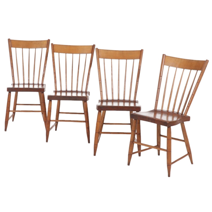 Four American Fan Back Windsor Side Chairs, 19th Century