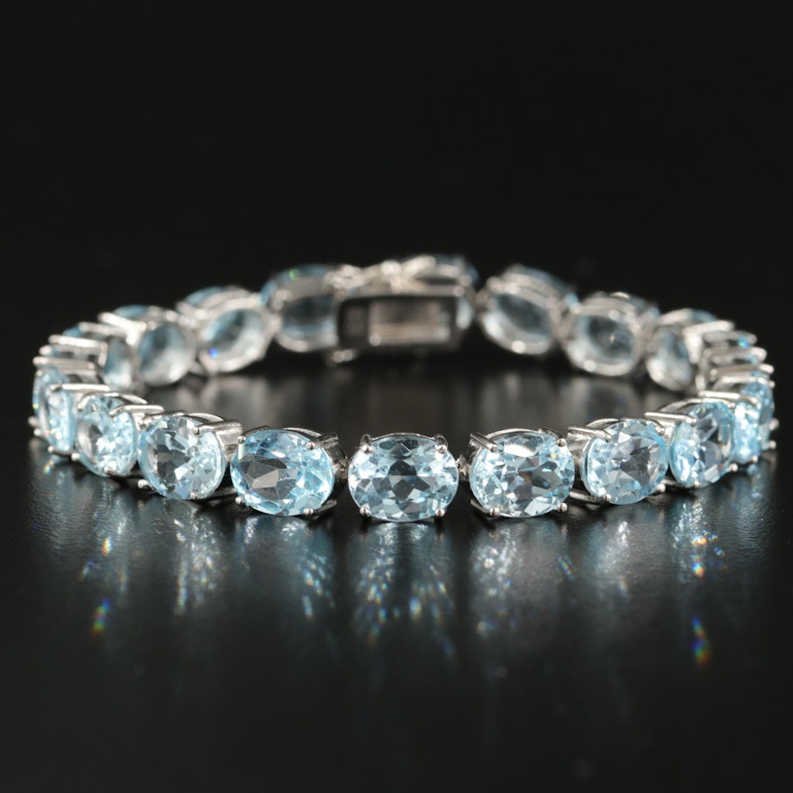 Sterling Sky Blue Topaz Line Bracelet