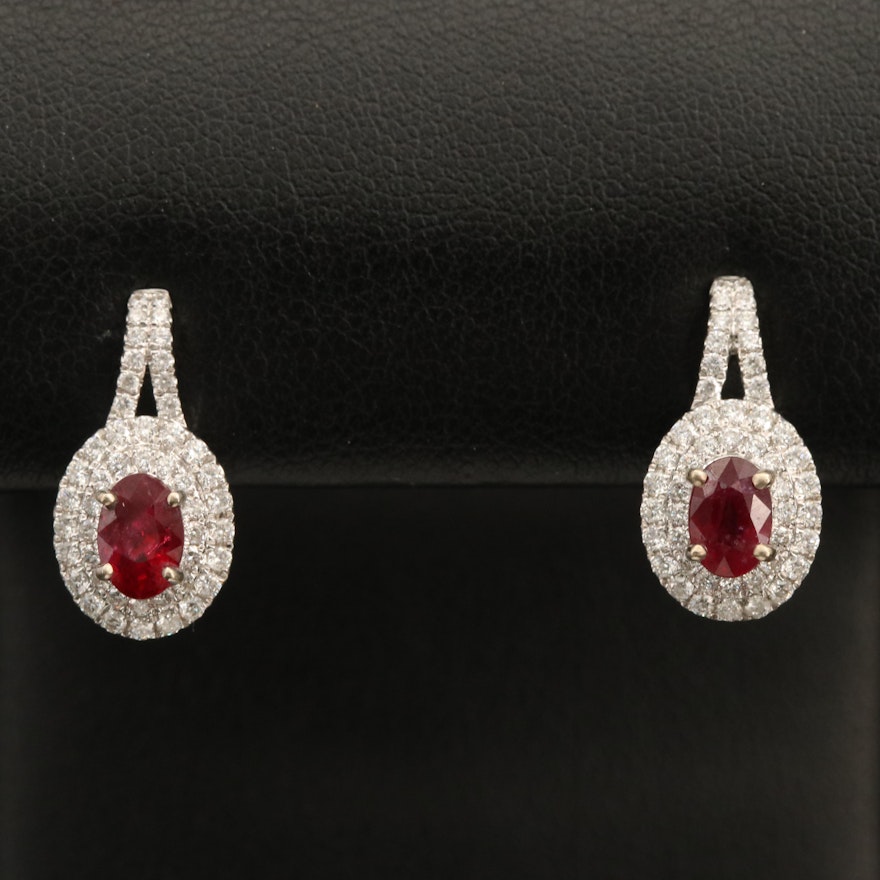 18K Ruby and 0.70 CTW Diamond Earrings