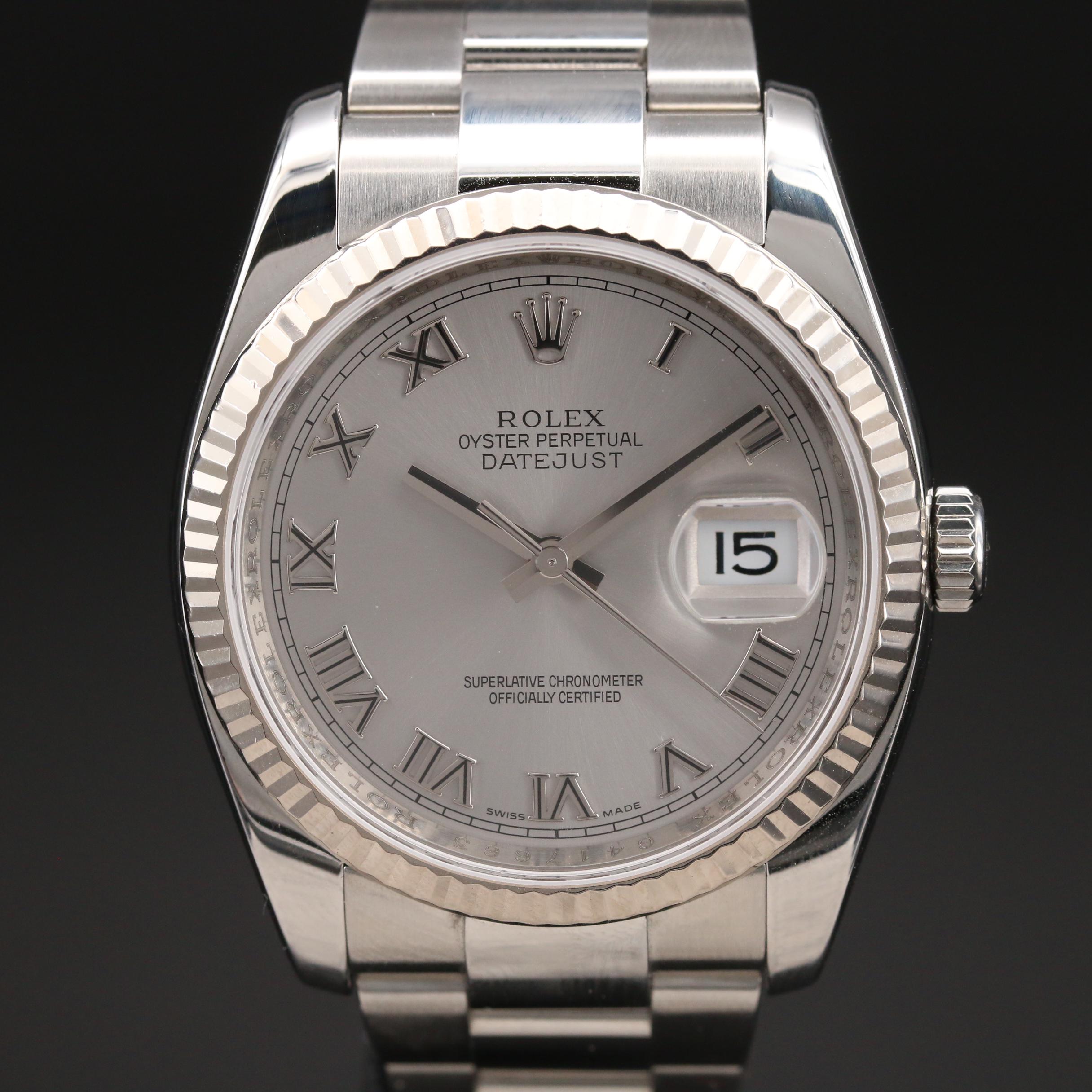 2010 Rolex Datejust 18K White Gold and Stainless Steel Automatic Watch