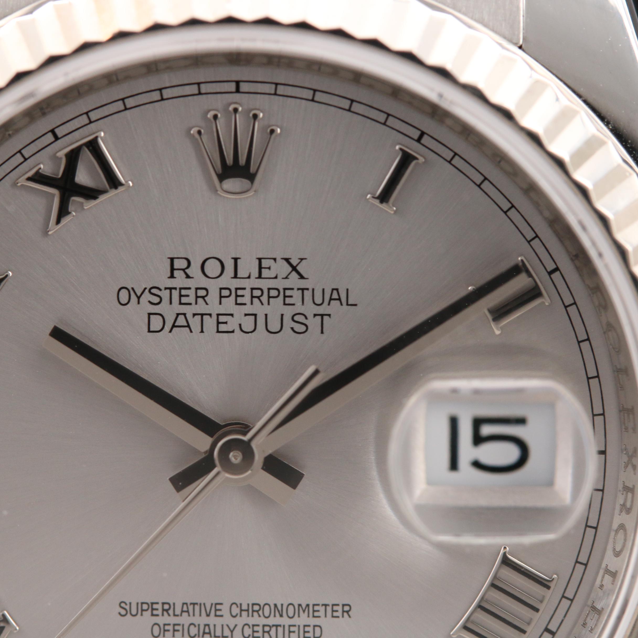 2010 Rolex Datejust 18K White Gold and Stainless Steel Automatic Watch