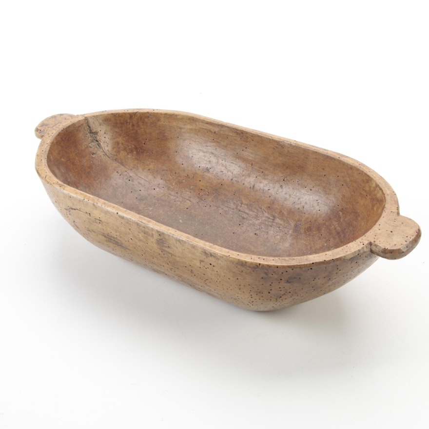 European Fruitwood Dough Bowl, 19th Century