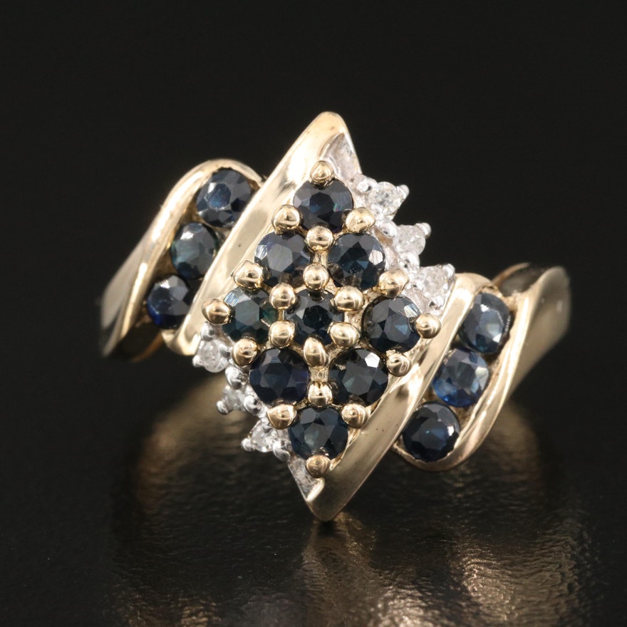 10K Sapphire and Diamond Cluster Ring