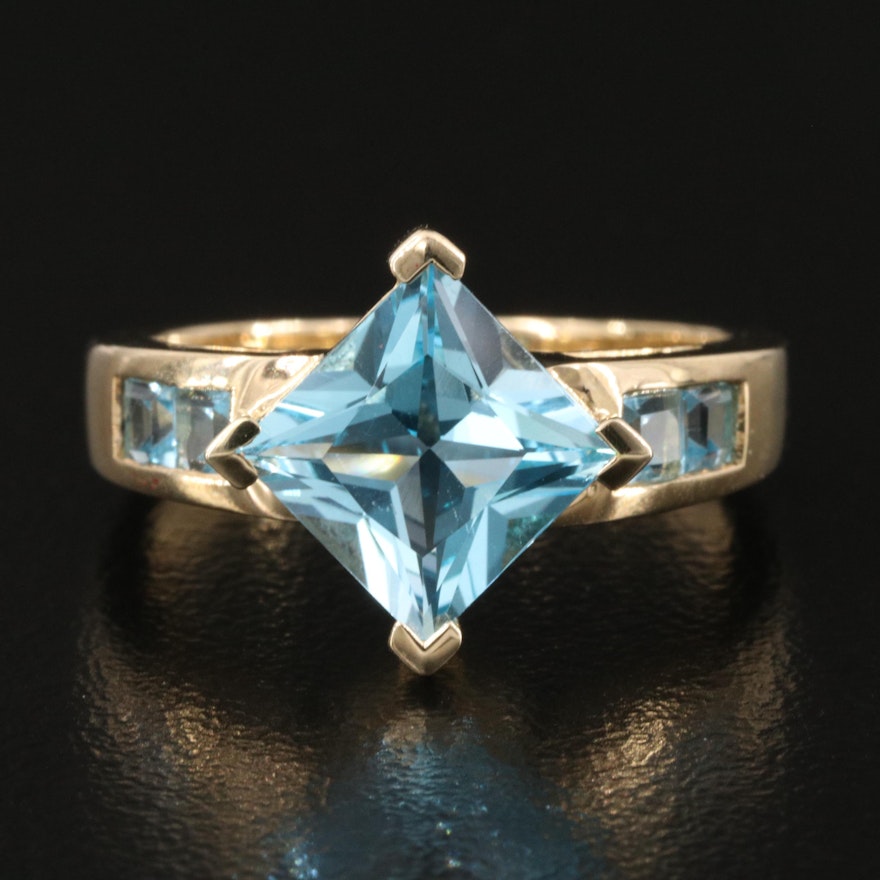 10k Swiss Blue Topaz Ring