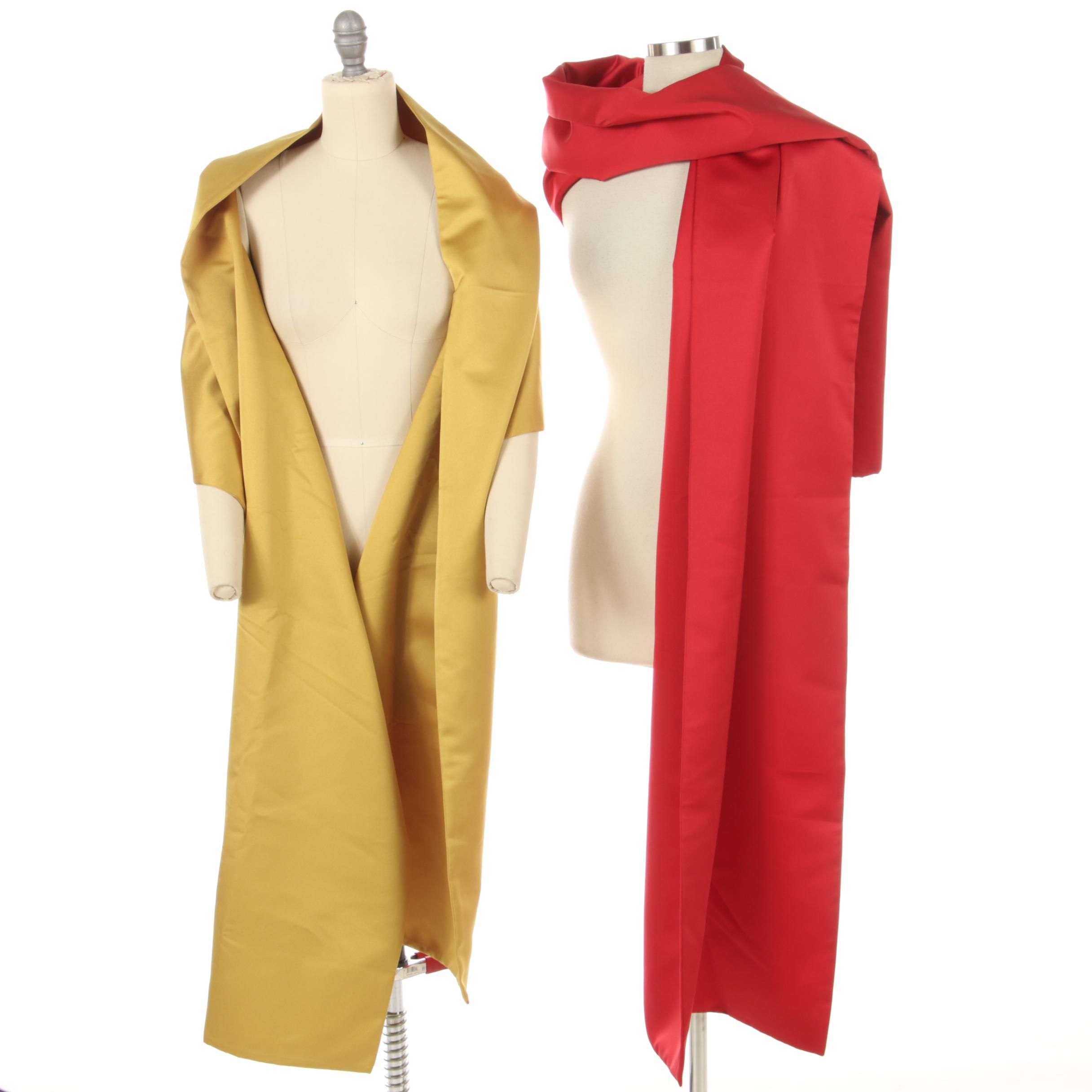 Oleg Cassini Black Tie Red and Gold Satin Evening Wraps