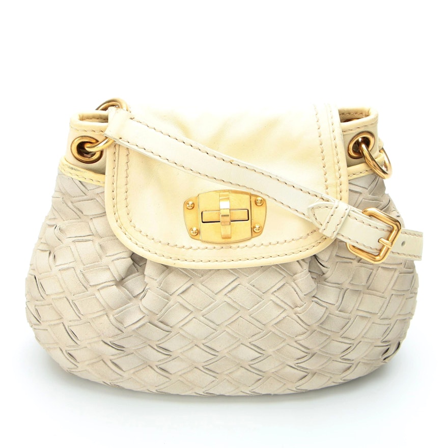 Miu Miu Shoulder Bag in Woven Suede with Leather Trim