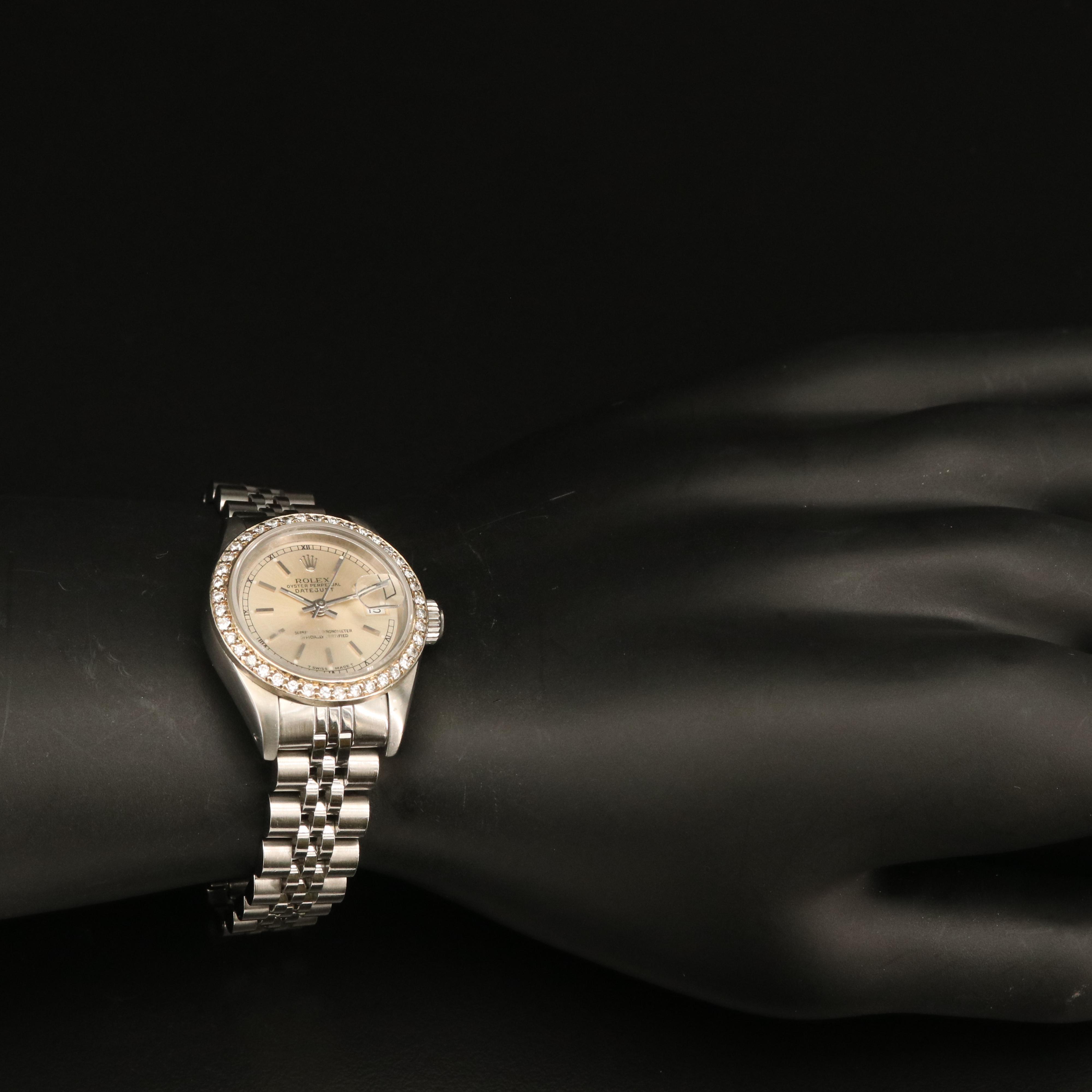 1986 Rolex Datejust 14K and Stainless Steel Diamond Bezel Watch