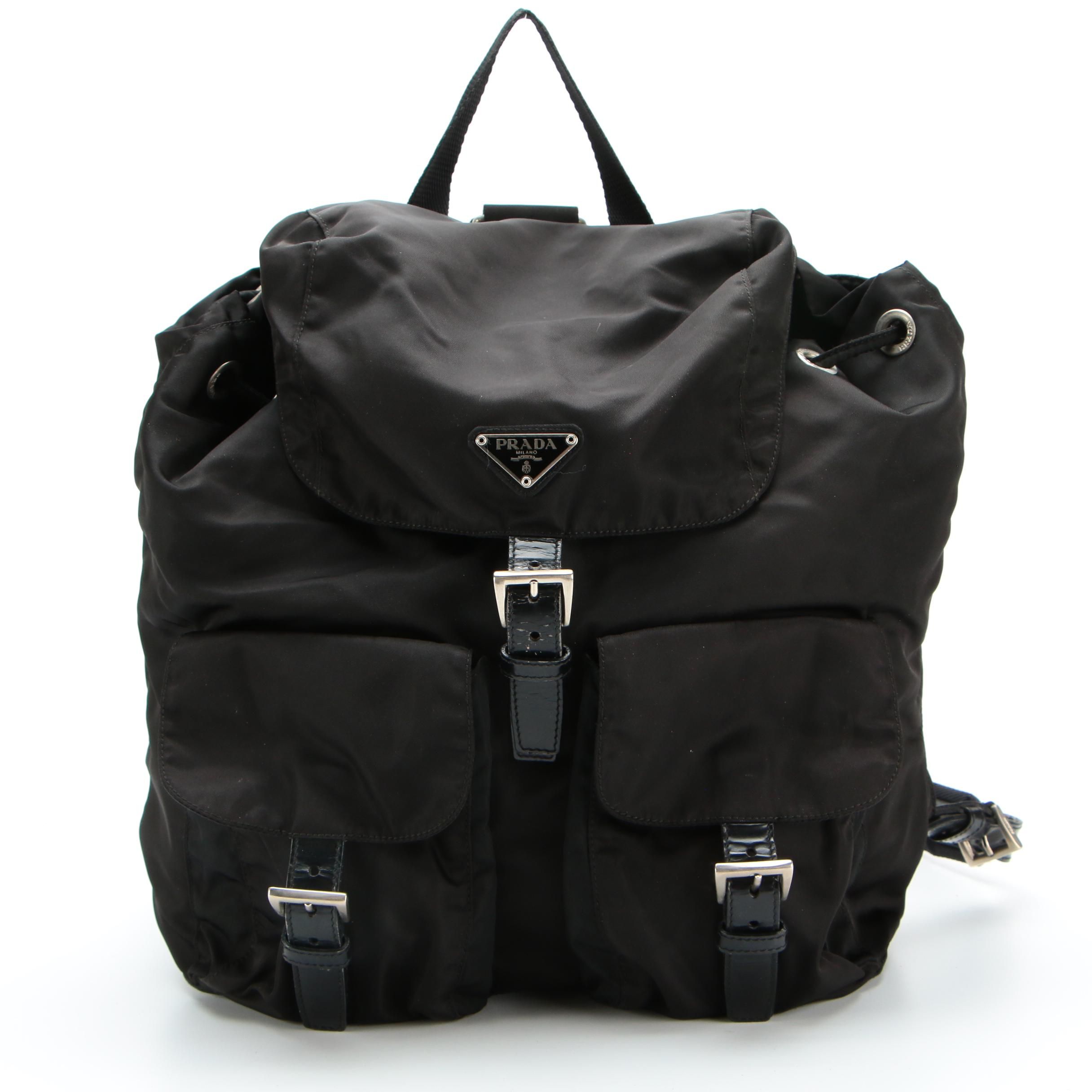 Prada Backpack in Black Tessuto Nylon with Leather Trim