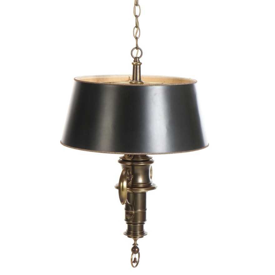 Baroque Style Brass Two-Light Hanging Pendant with Paper Shade