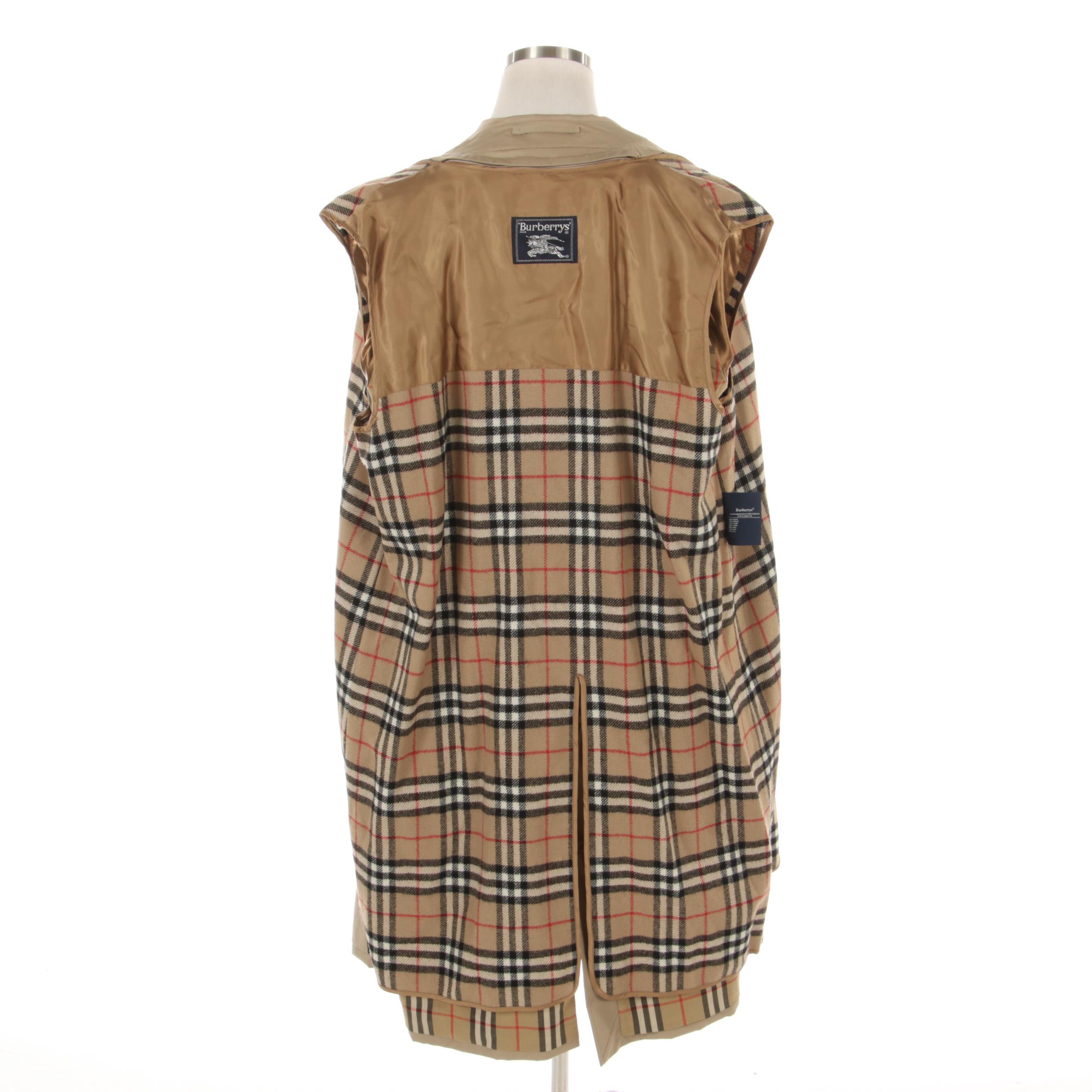 Men's Burberrys Raincoat In Khaki with Removable Wool "Nova Check" Lining