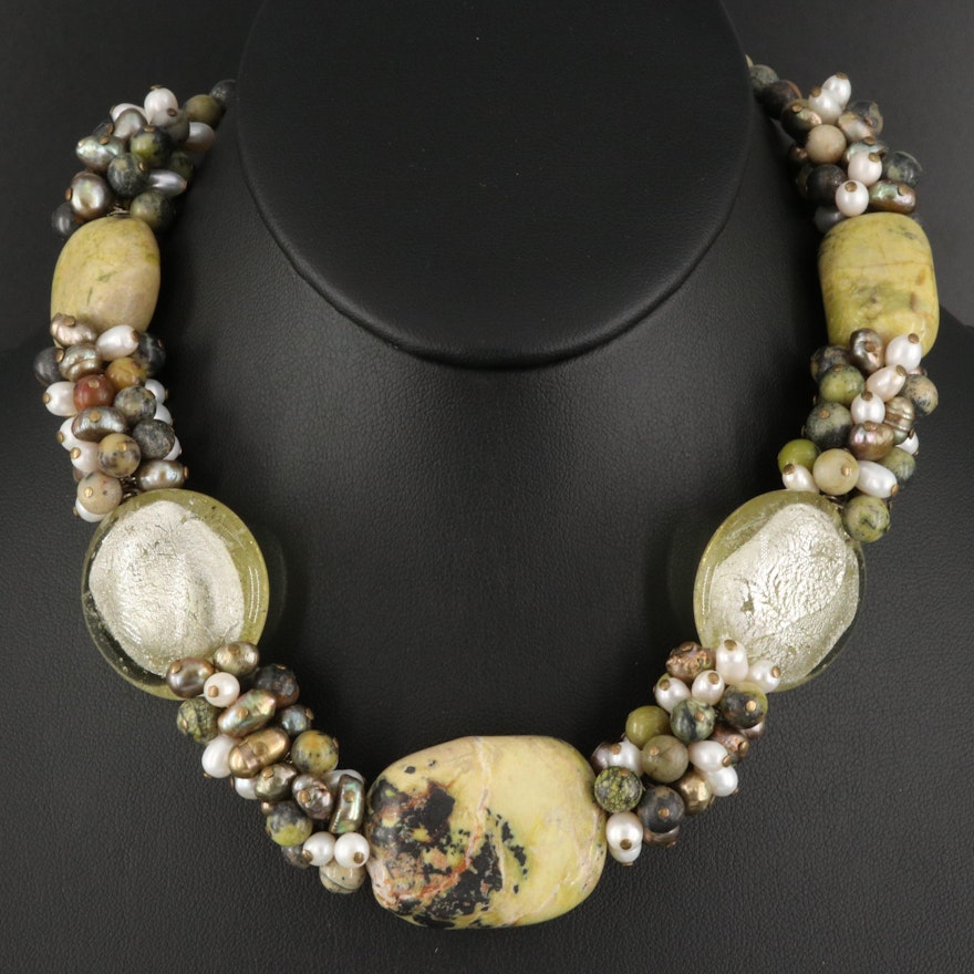 Jasper and Pearl Beaded Necklace