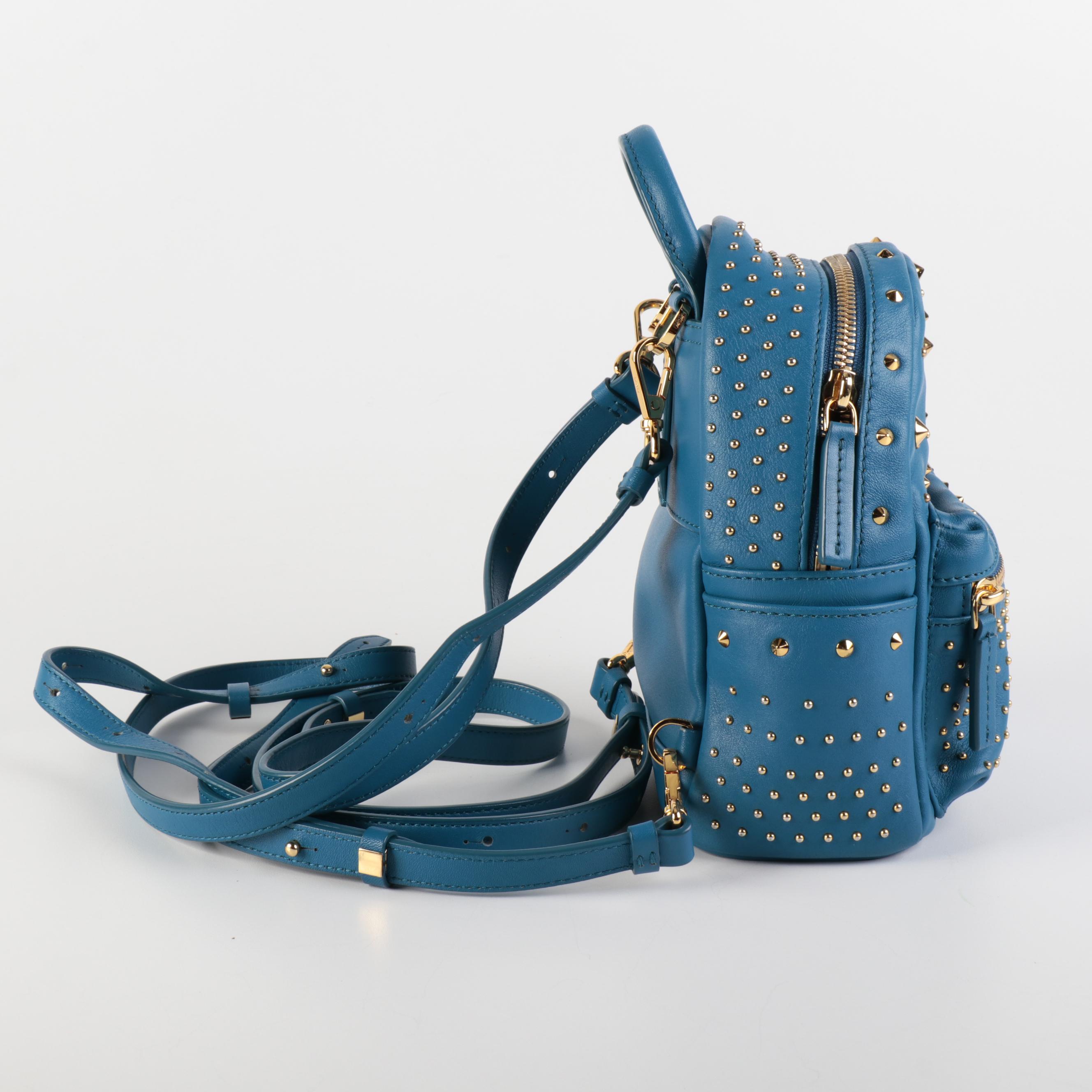 MCM Stark Bebe Boo X-Mini Backpack in Blue Leather