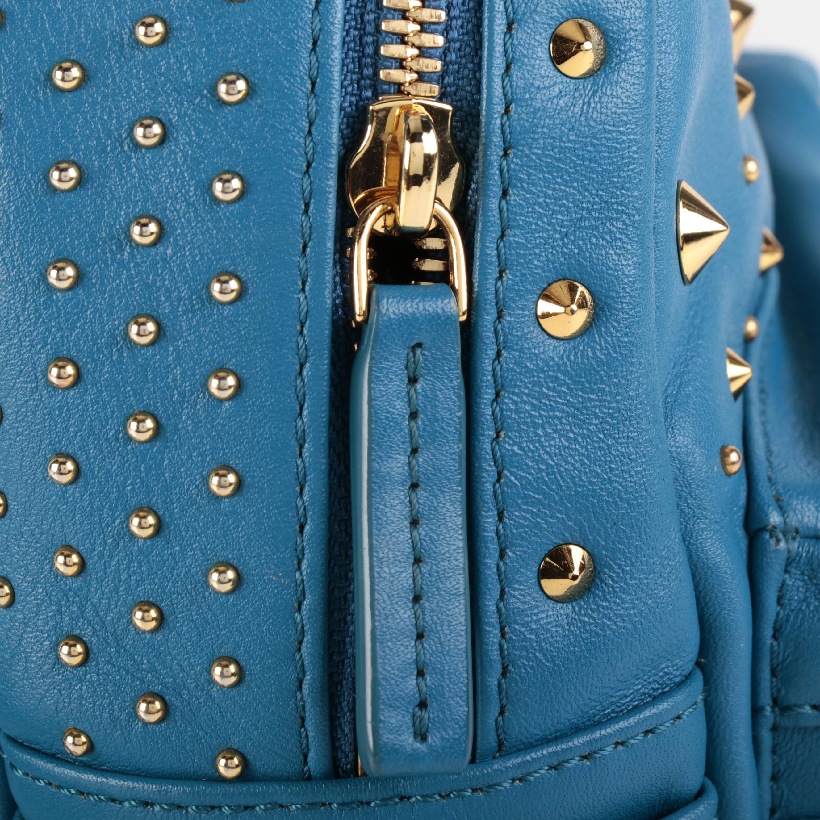 MCM Stark Bebe Boo X-Mini Backpack in Blue Leather