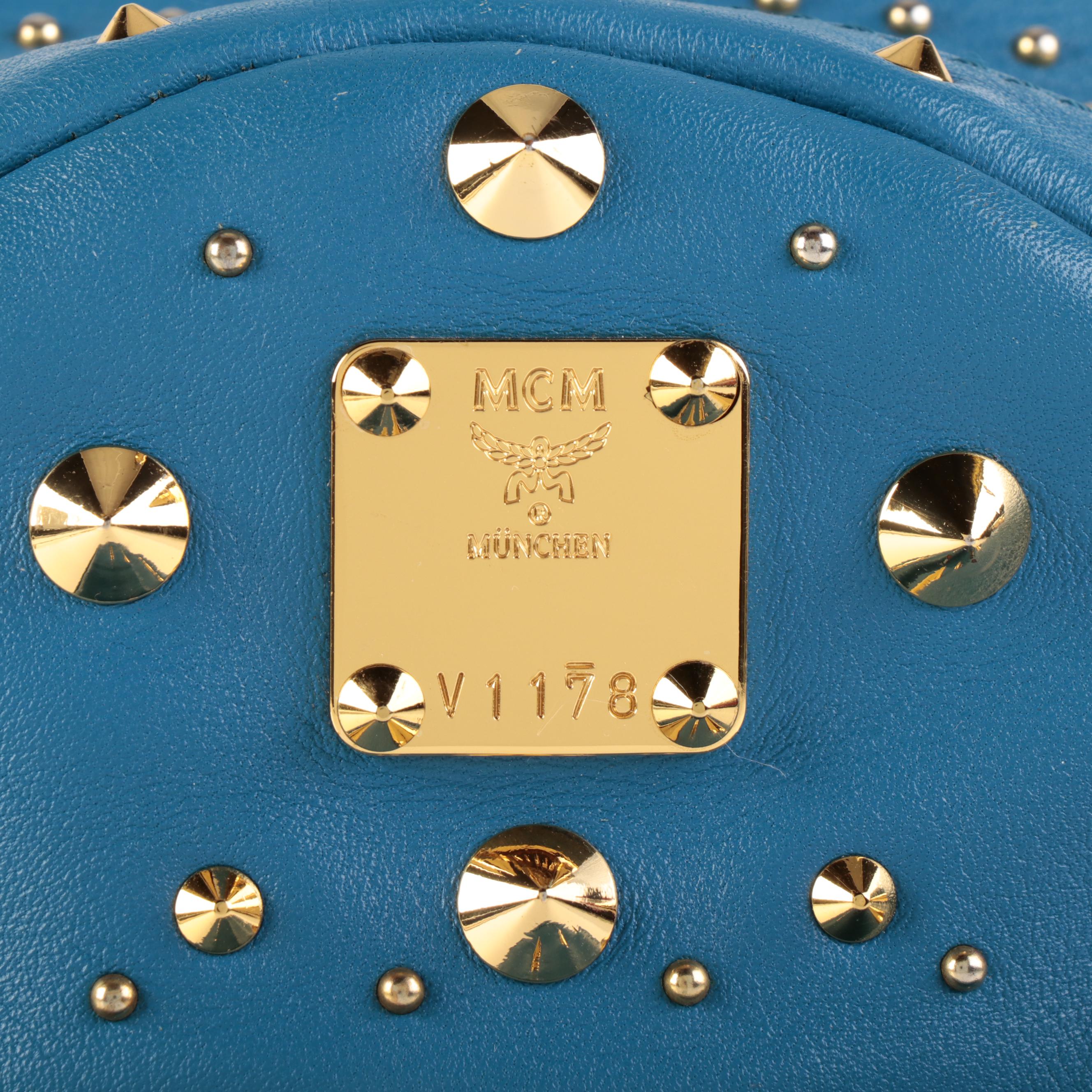 MCM Stark Bebe Boo X-Mini Backpack in Blue Leather