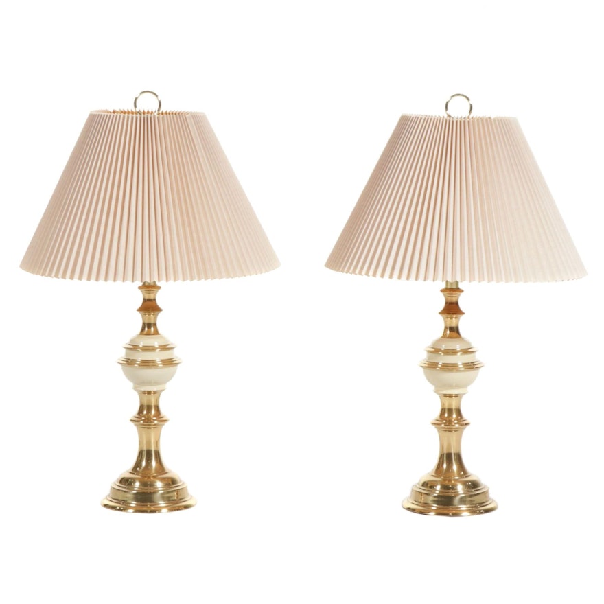 Pair Of Cream and Gold Table Lamps