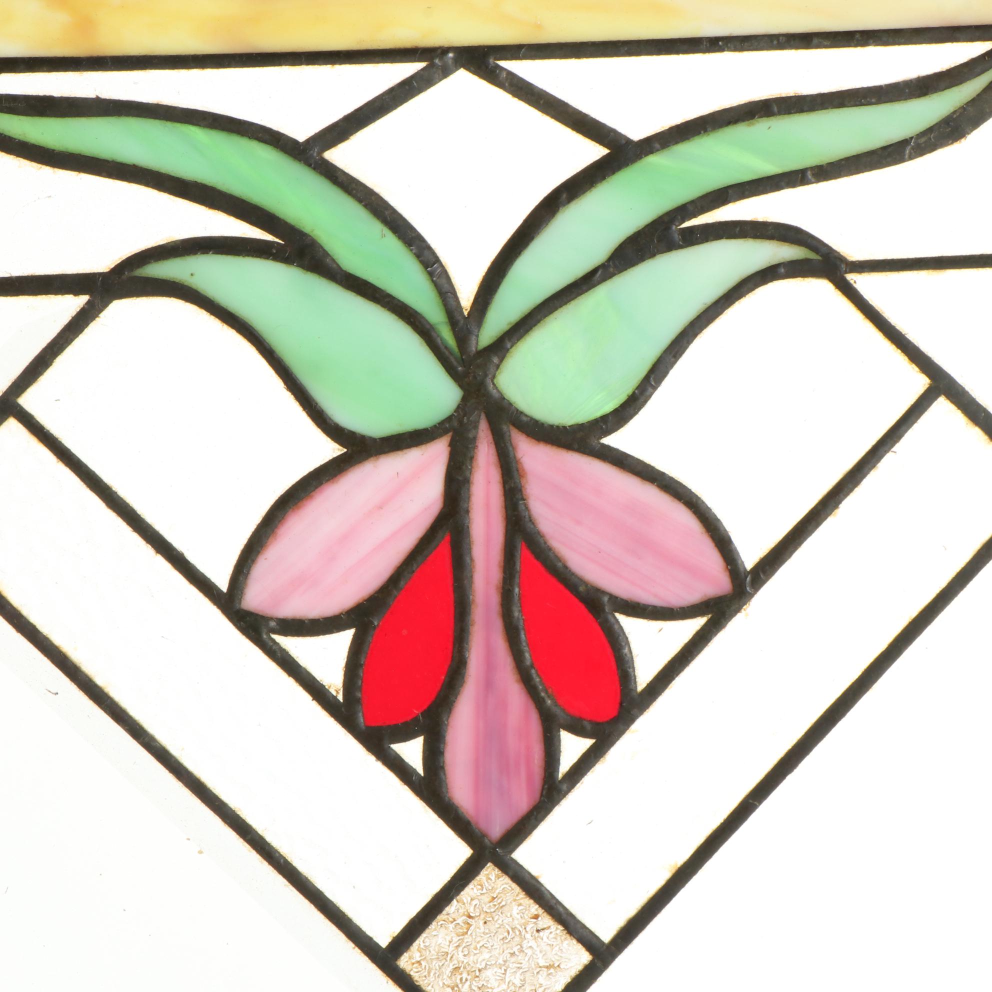 Art Nouveau Style Stained Glass Window Panel