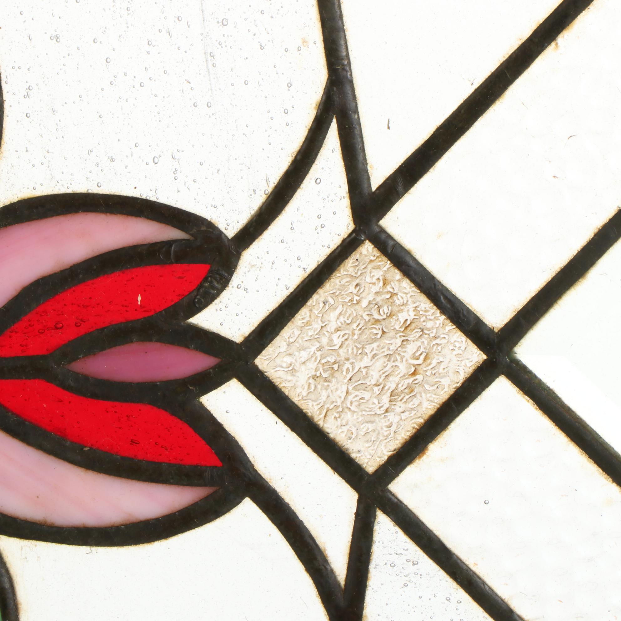 Art Nouveau Style Stained Glass Window Panel