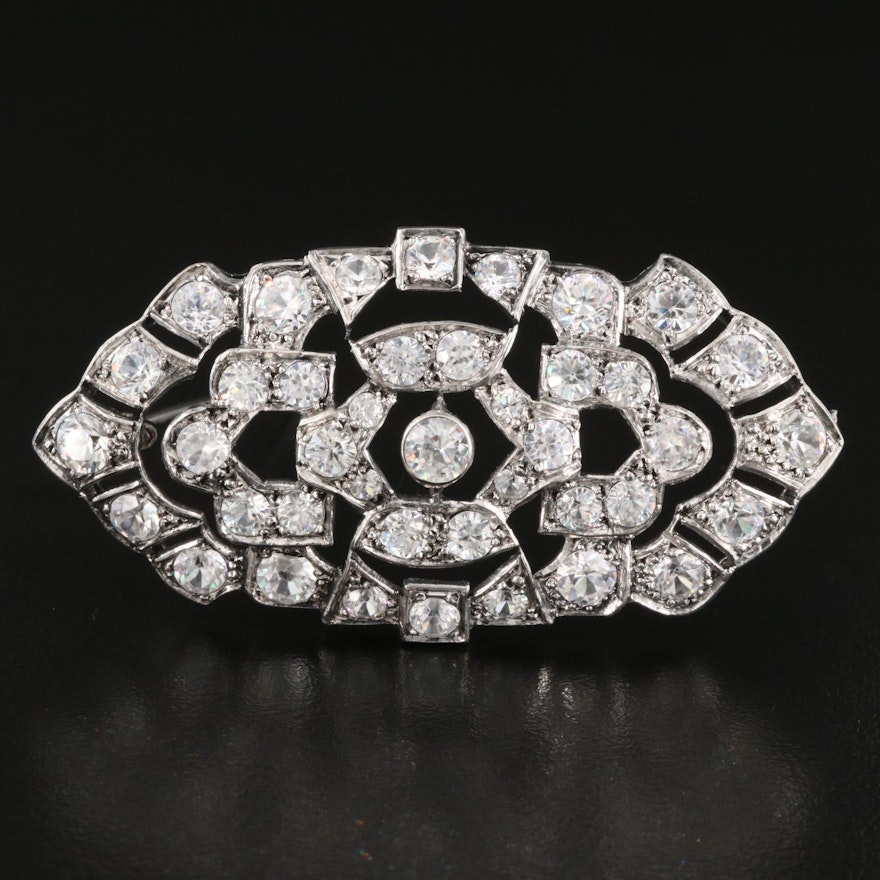 Art Deco Sterling Zircon Brooch