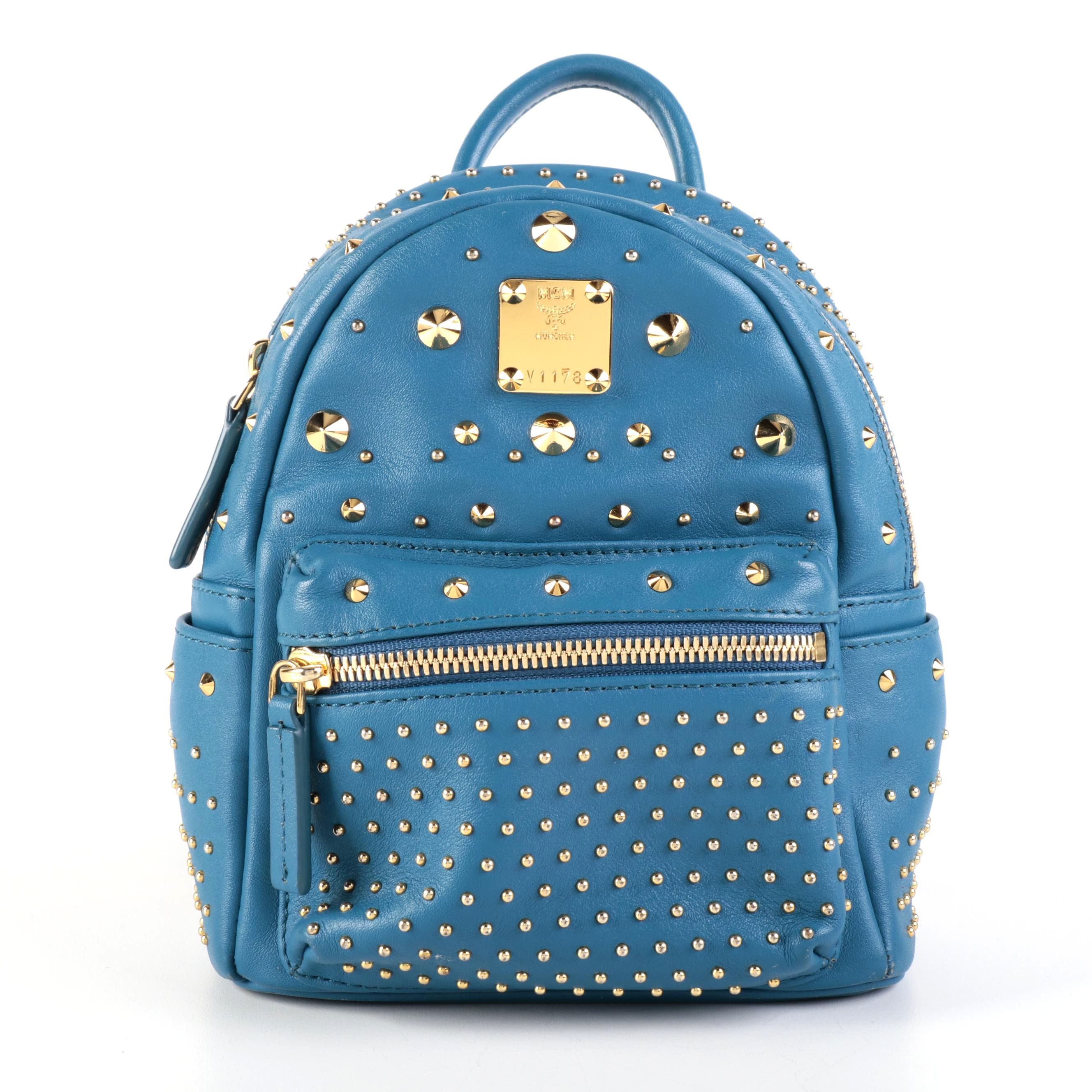MCM Stark Bebe Boo X-Mini Backpack in Blue Leather
