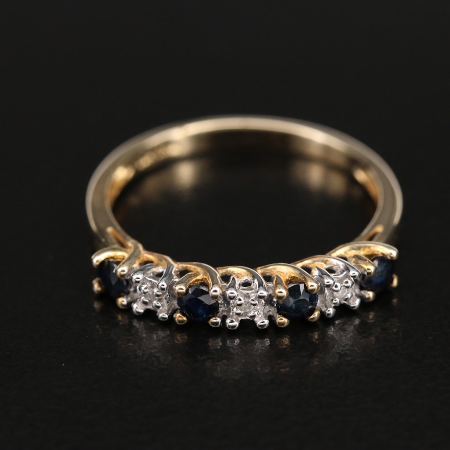 10K Sapphire and Diamond Trellis Set Ring