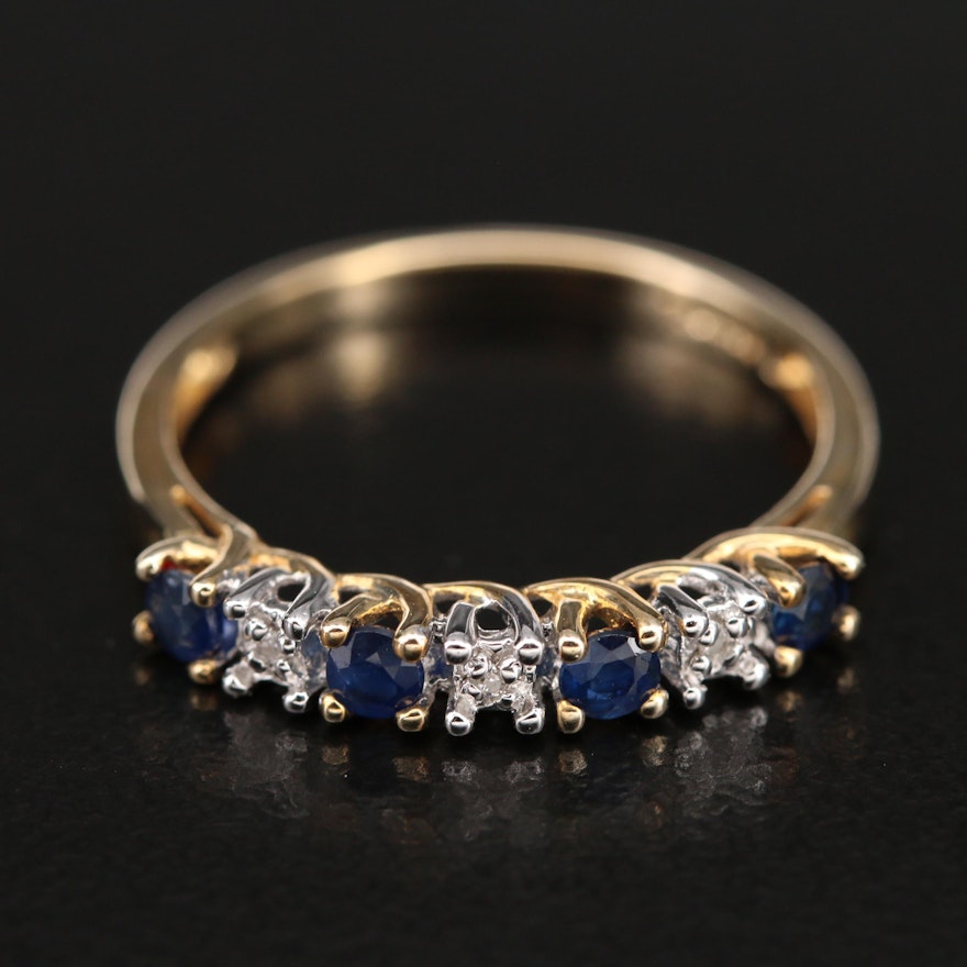 10K Sapphire and Diamond Trellis Ring
