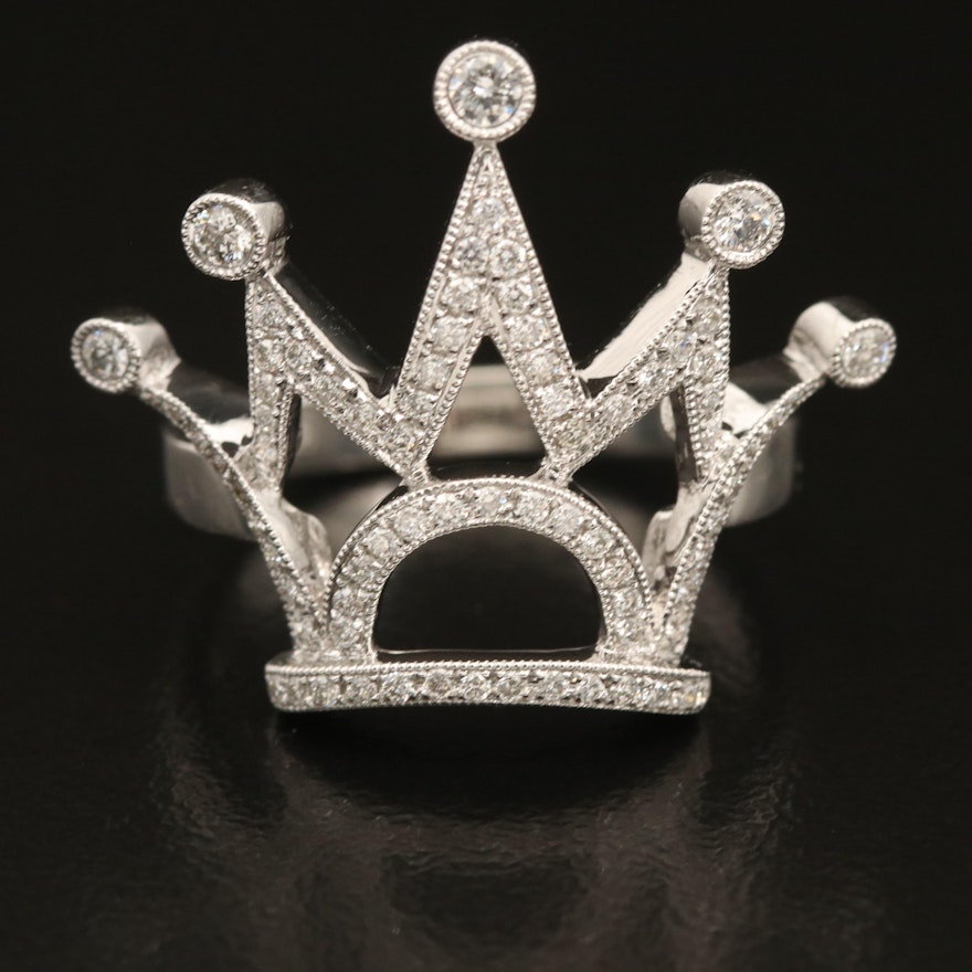 18K 0.44 CTW Crown Ring