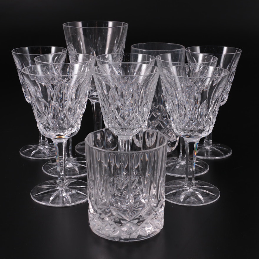 Waterford Crystal "Lismore" Claret Wine Glasses with Other Crystal Drinkware