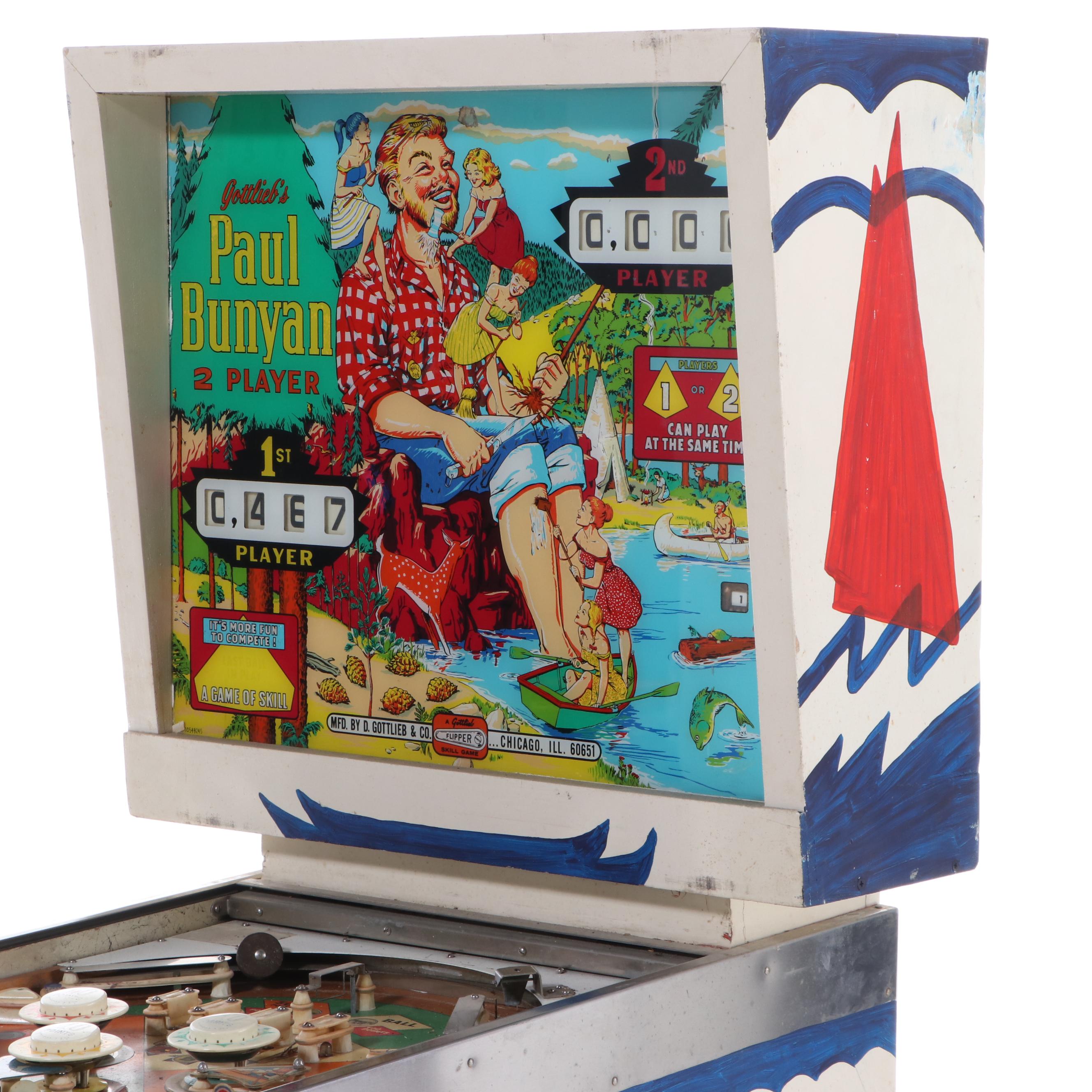 D. Gottlieb & Co. "Paul Bunyan" Pinball Machine, Mid to Late 20th Century