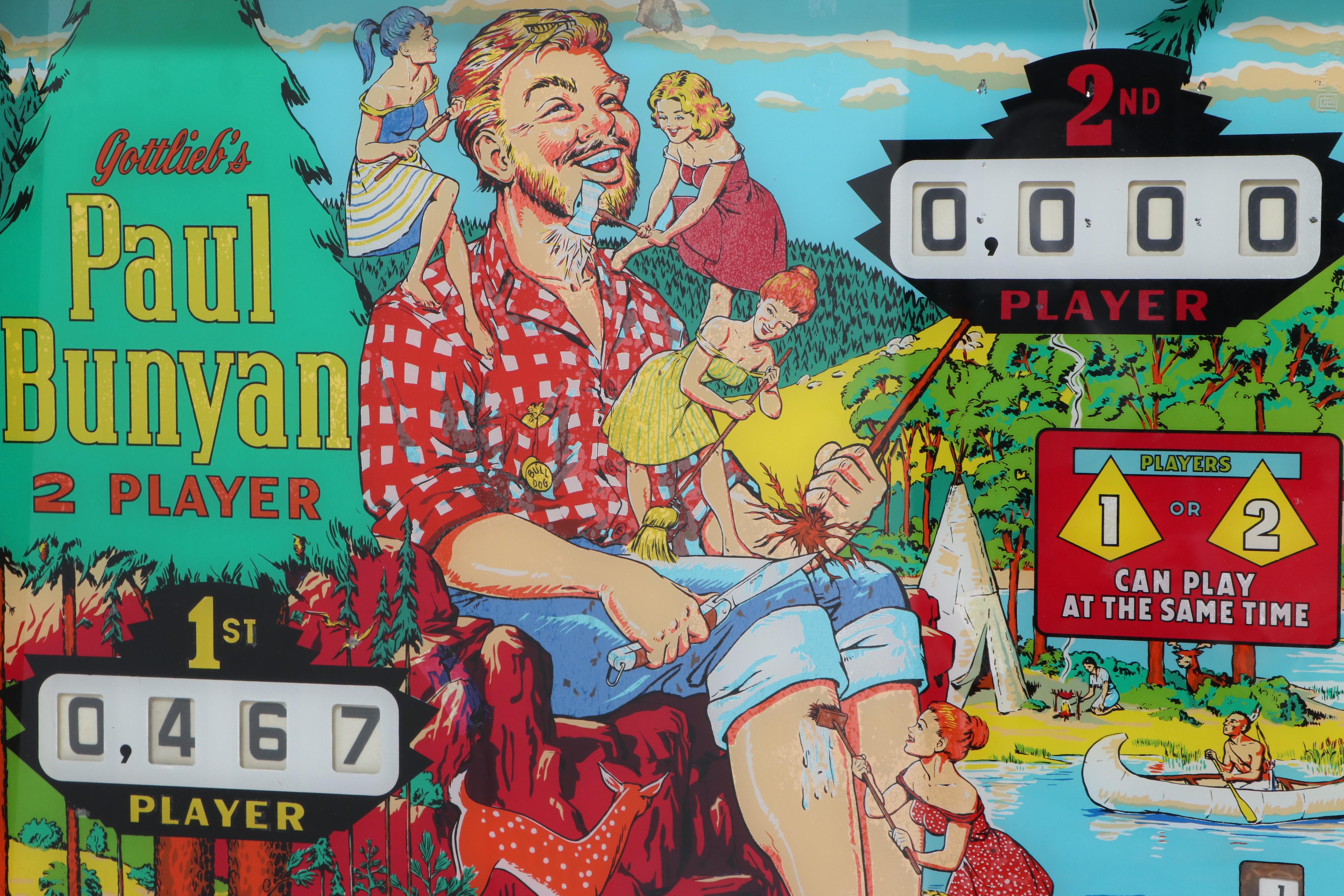 D. Gottlieb & Co. "Paul Bunyan" Pinball Machine, Mid to Late 20th Century