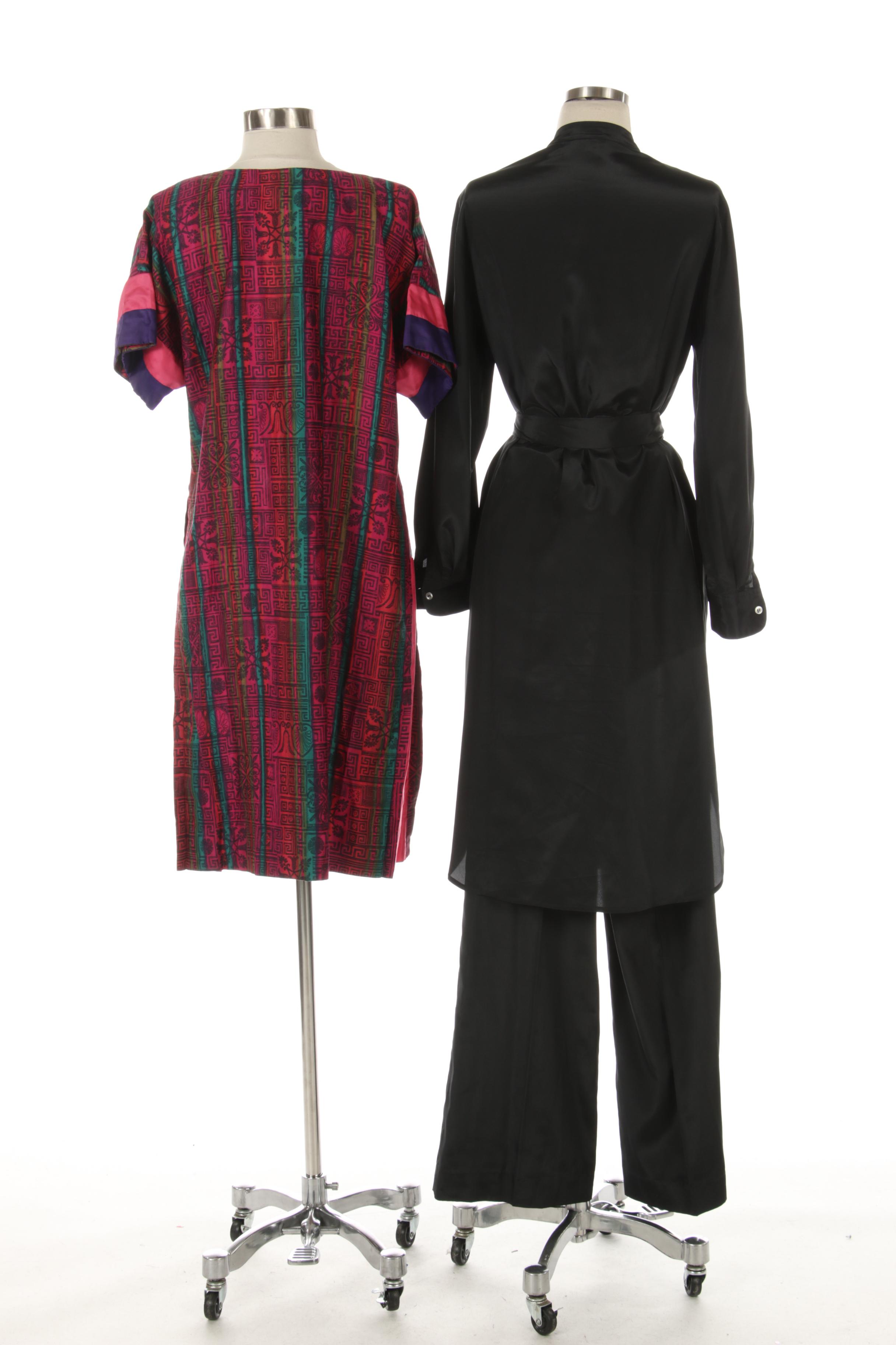 Pat Richards Tunic with Pants in Black and Royal Hawaiian Dress