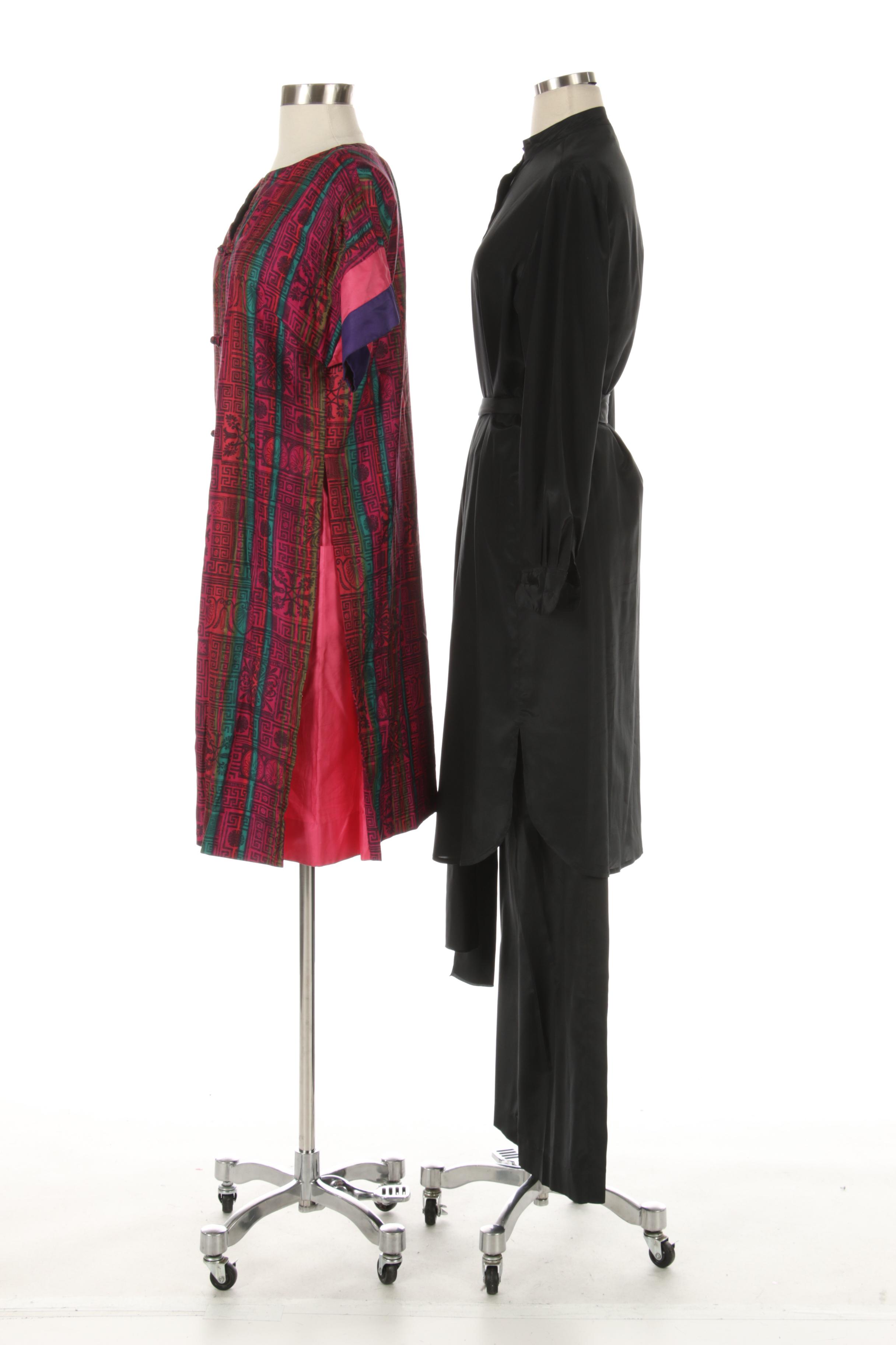 Pat Richards Tunic with Pants in Black and Royal Hawaiian Dress