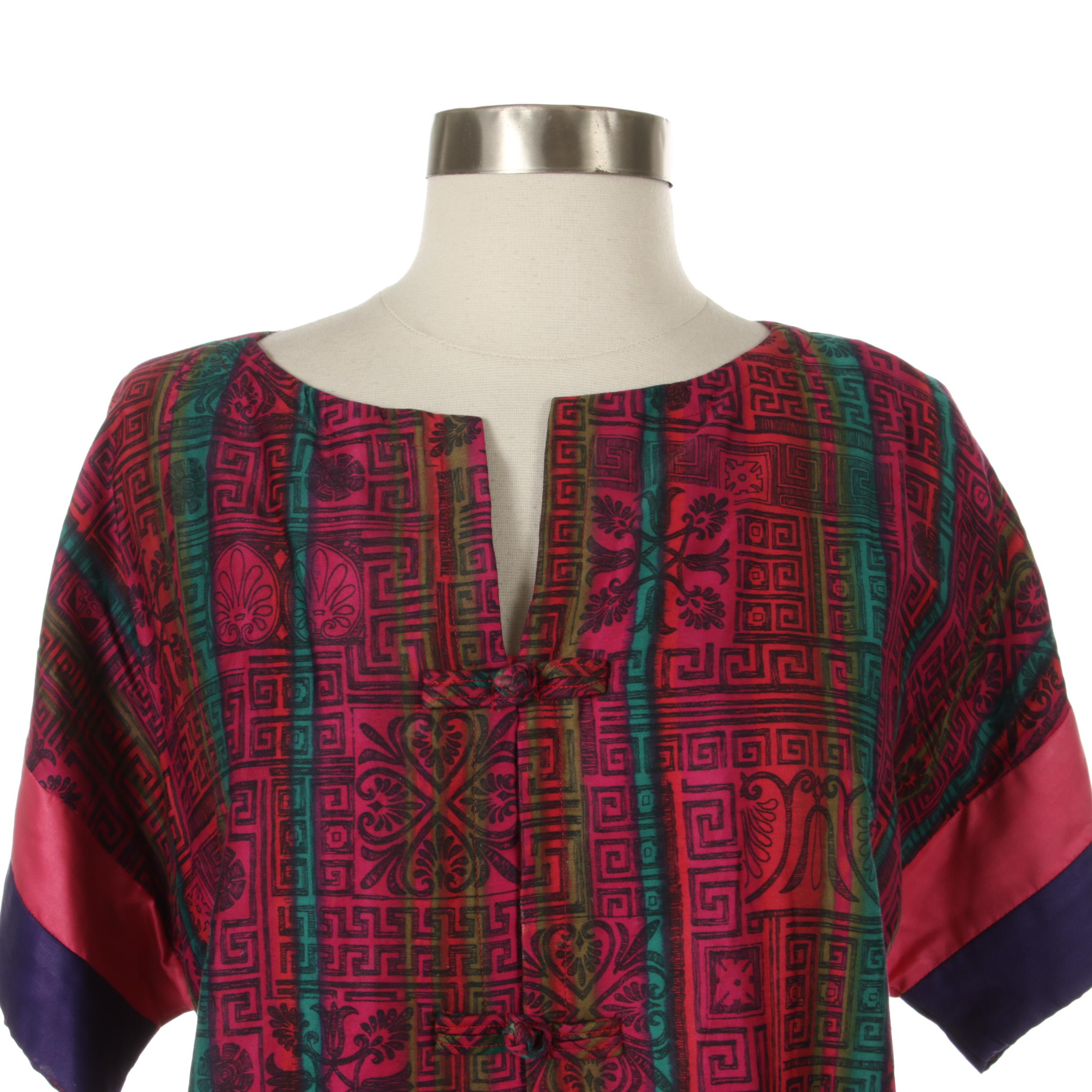 Pat Richards Tunic with Pants in Black and Royal Hawaiian Dress