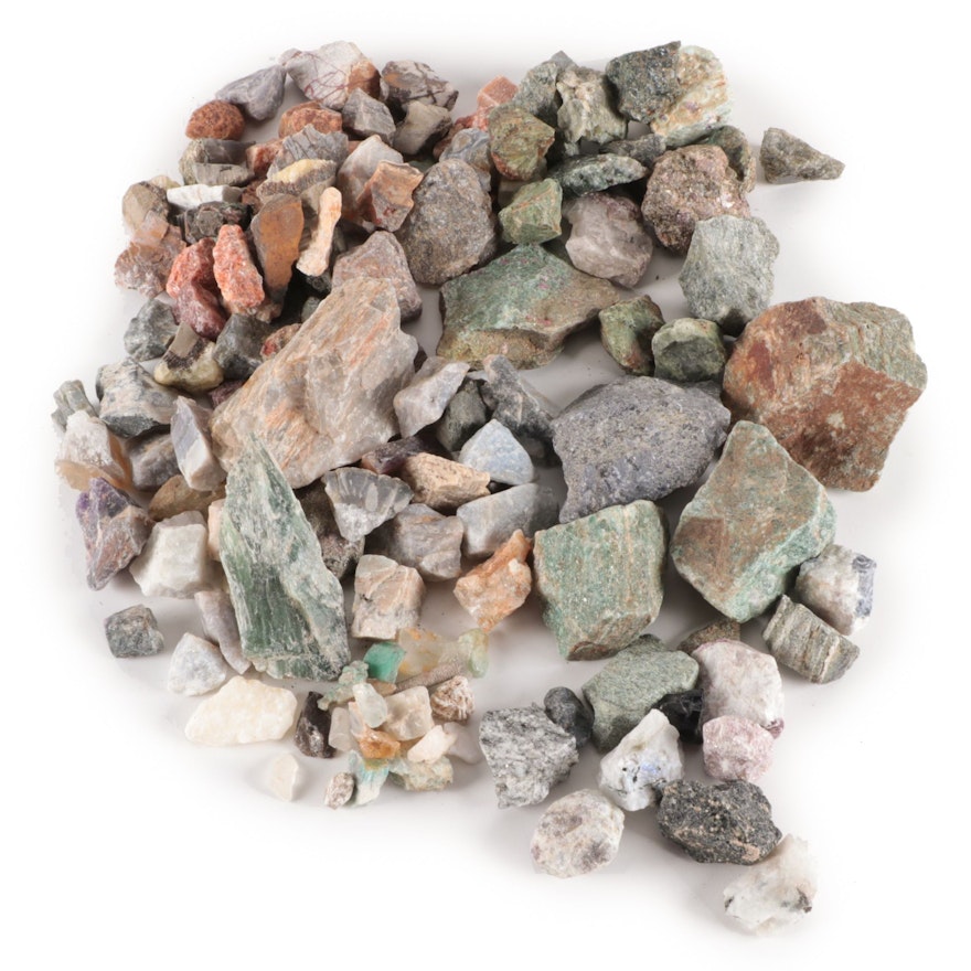 Rough Calcite, Celestine, and Feldspar with Other Mineral Specimens