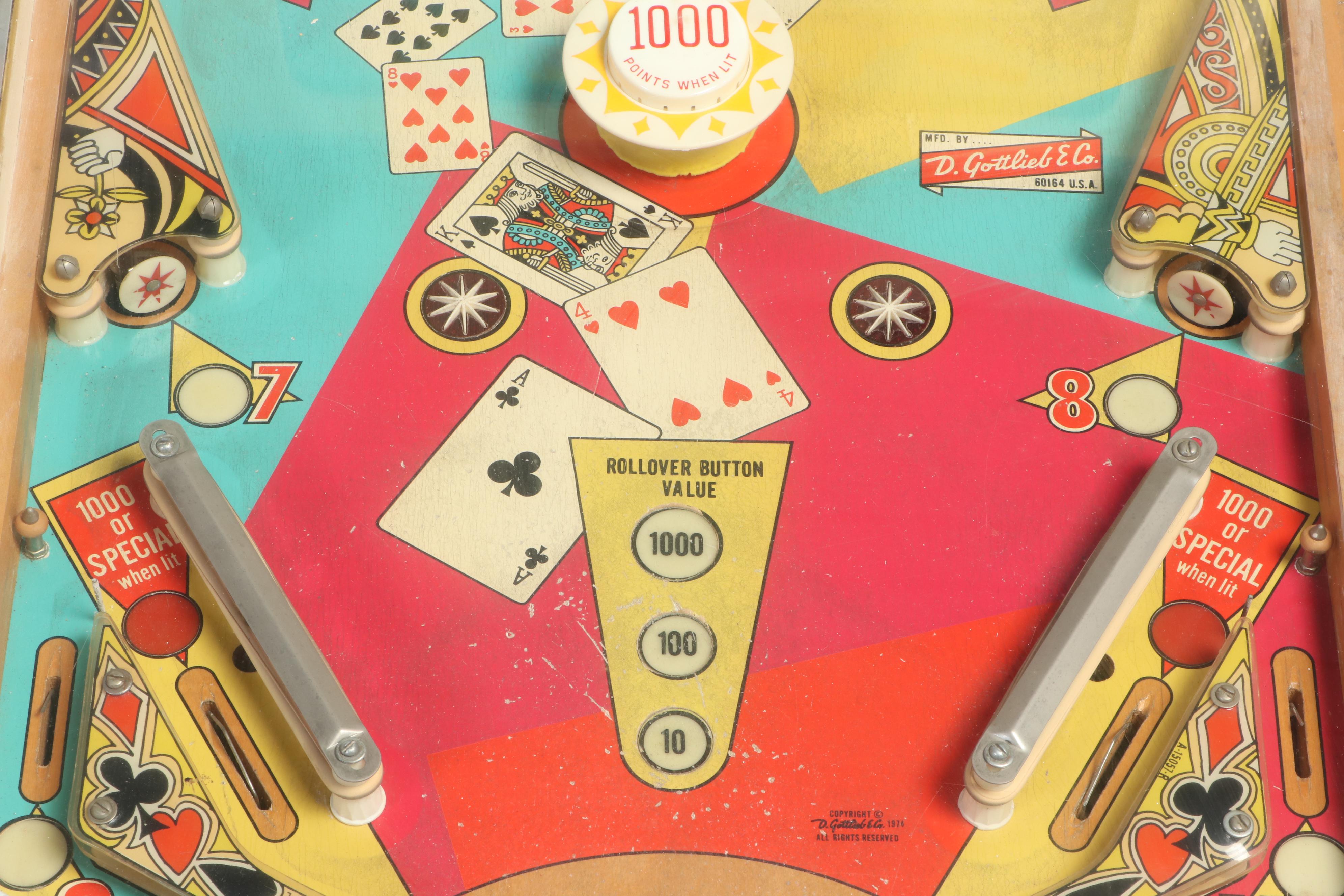 D. Gottlieb & Co. "Top Card" Pinball Machine, 1974