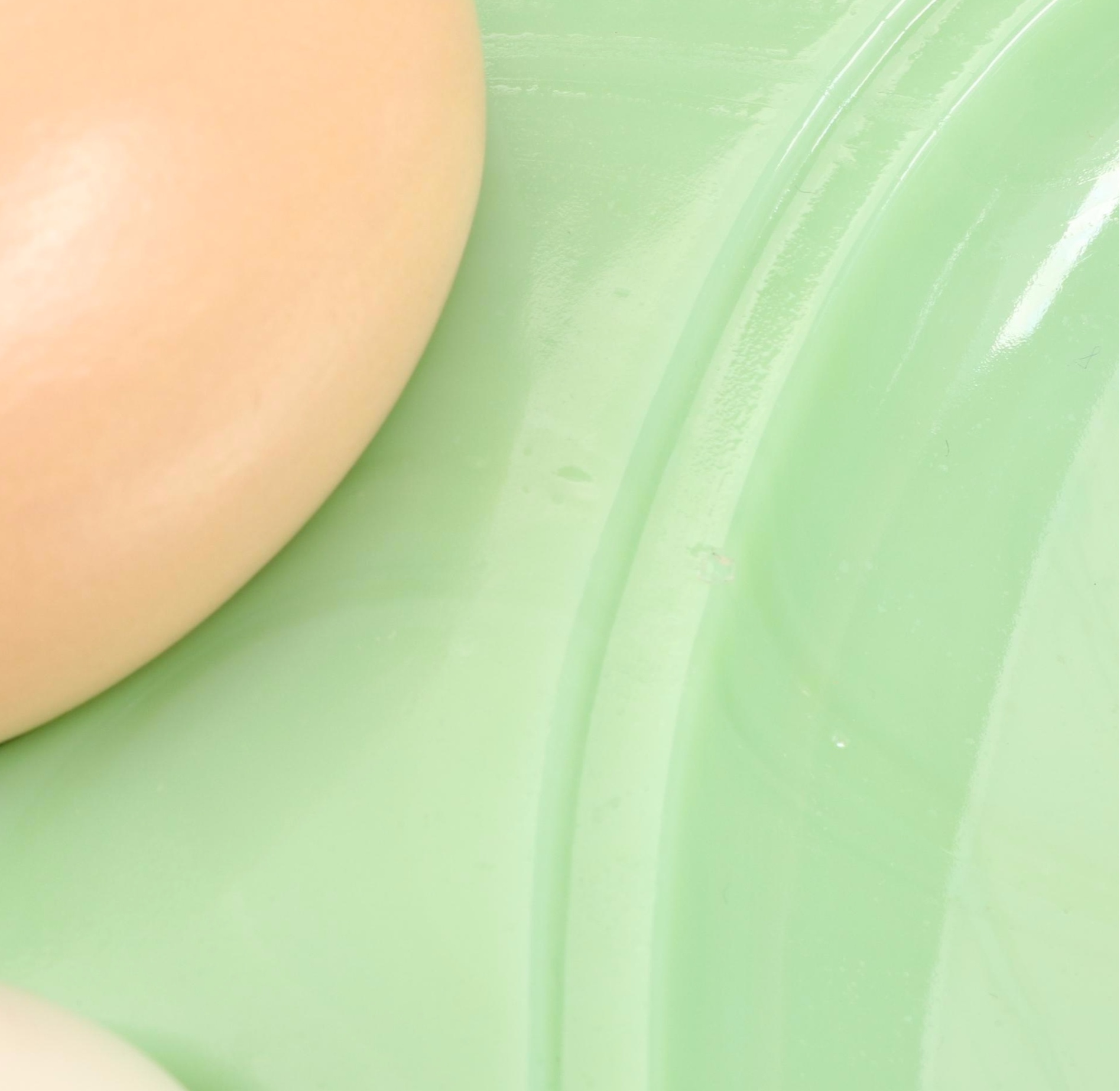 L.E. Smith Jadeite Glass Bunny Deviled Egg Plate with Ceramic Eggs