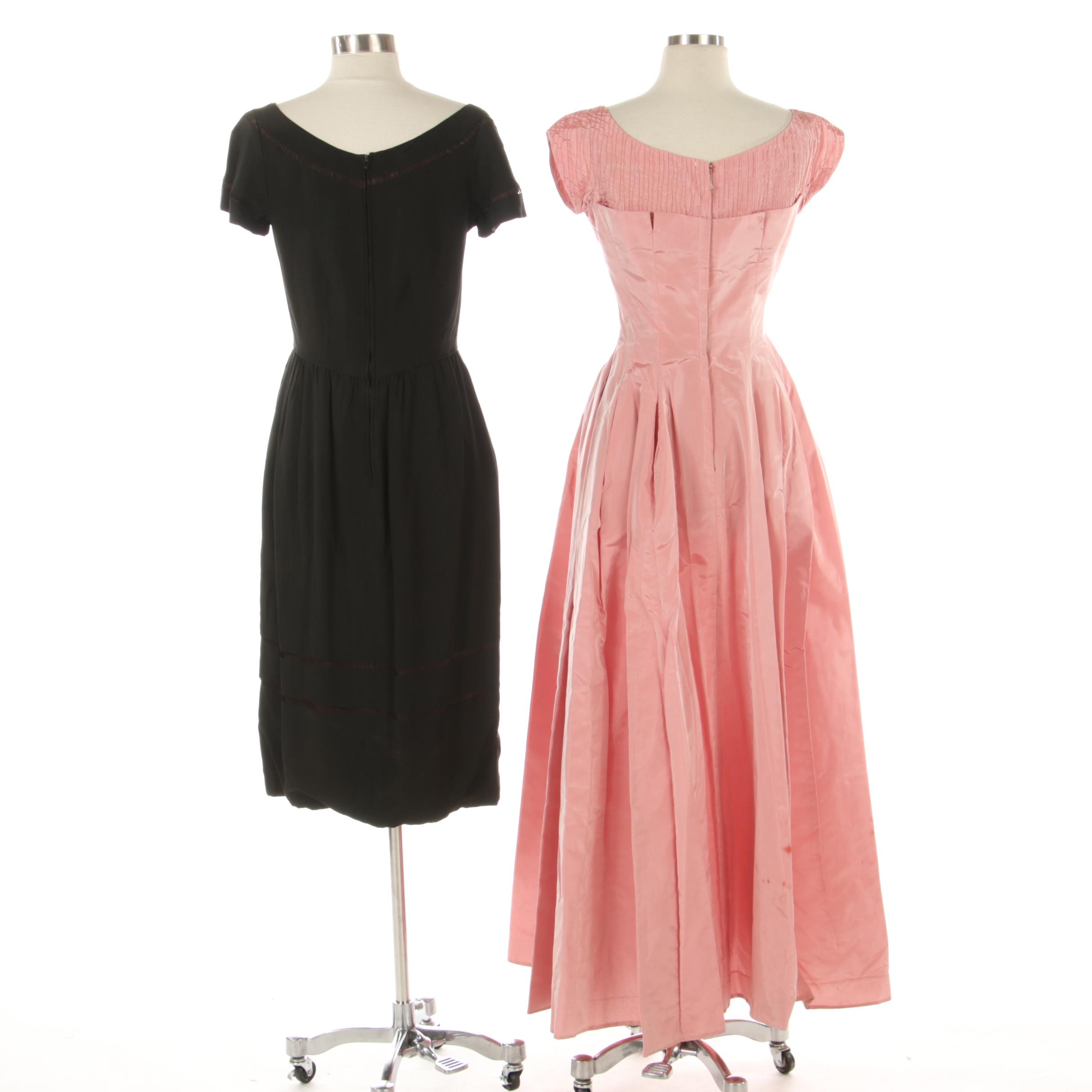 Jane Derby Black Midi Dress and Pink Taffeta Occasion Gown
