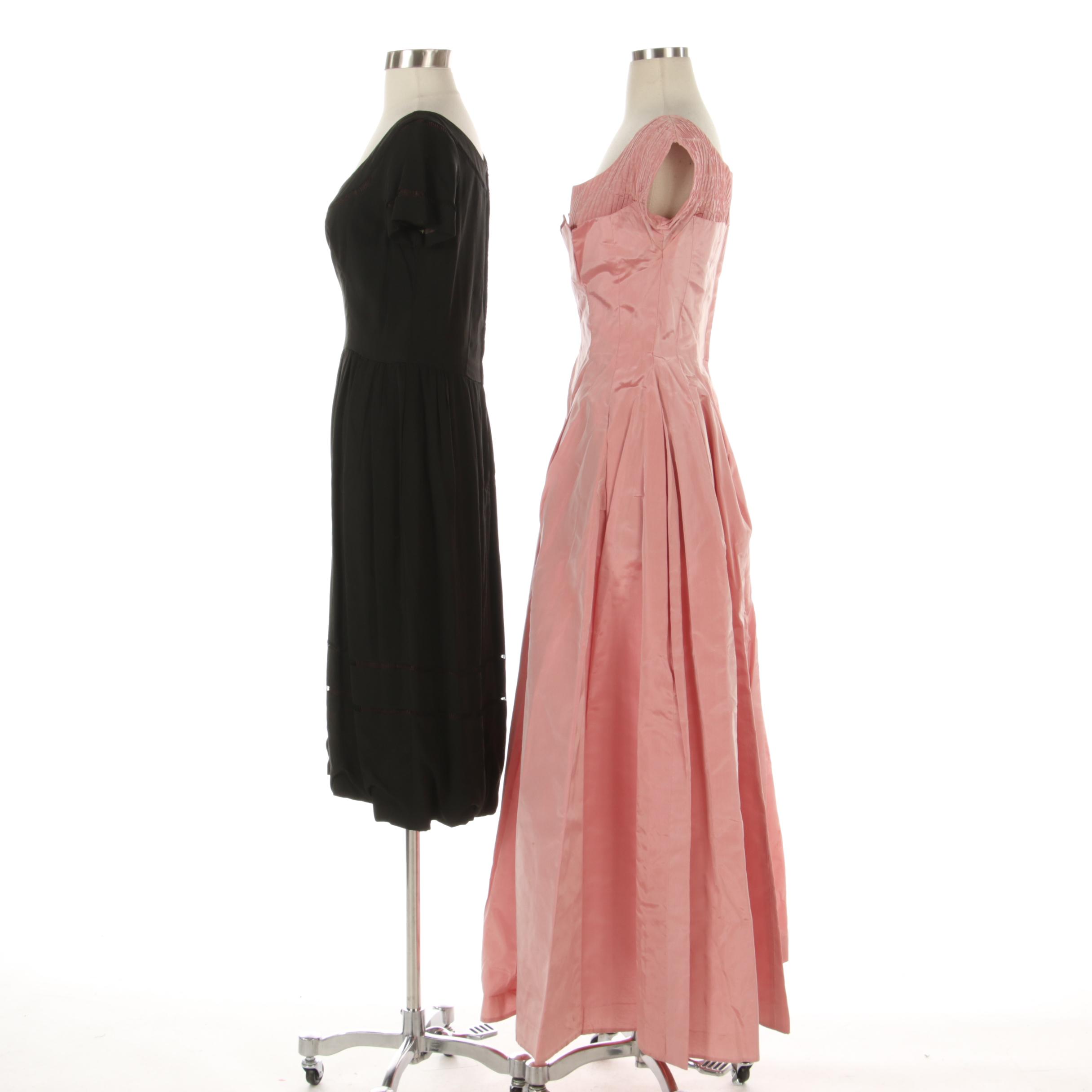 Jane Derby Black Midi Dress and Pink Taffeta Occasion Gown
