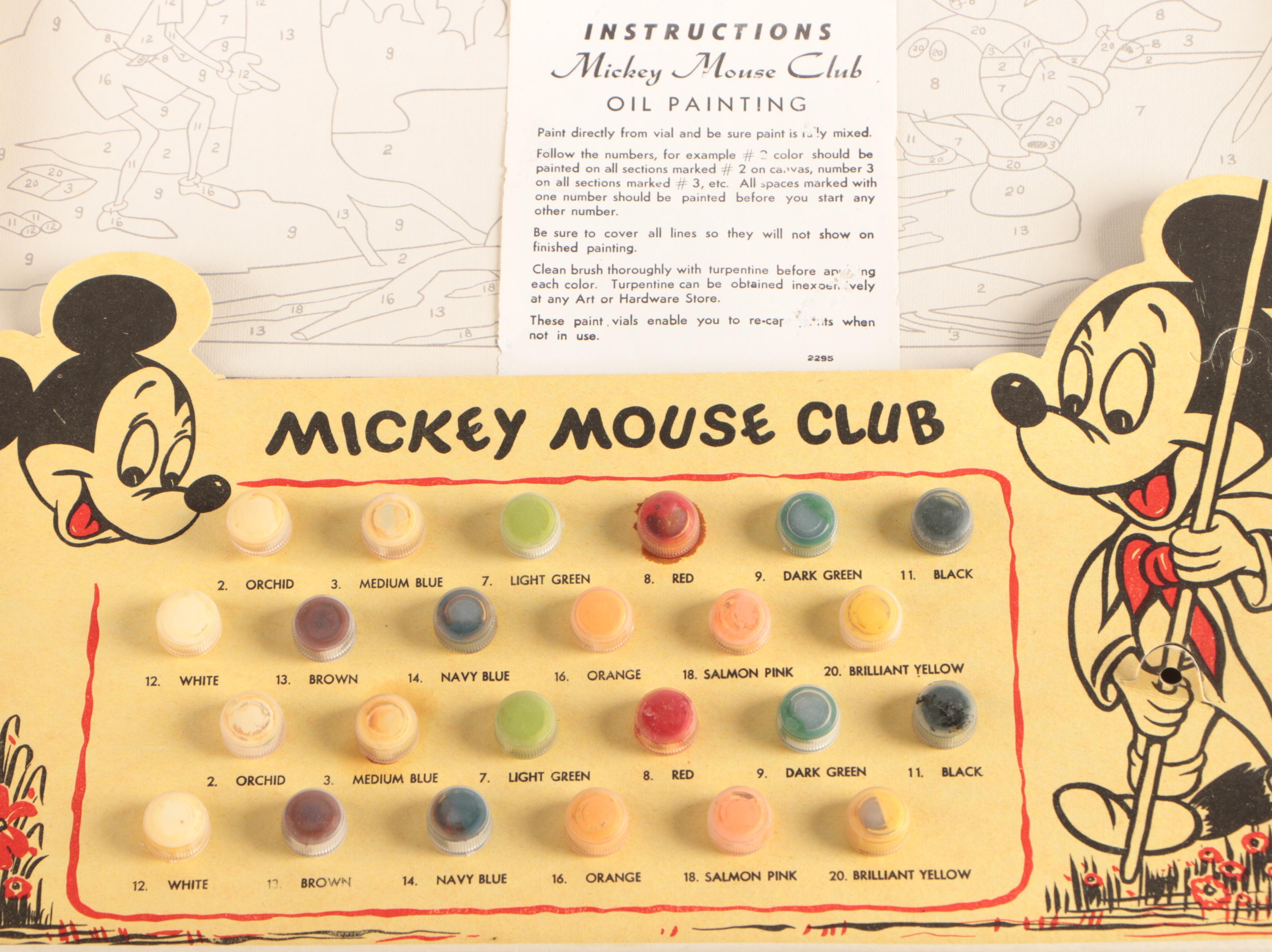 Mickey Mouse Club Oil Painting by Numbers Kit, 1960s