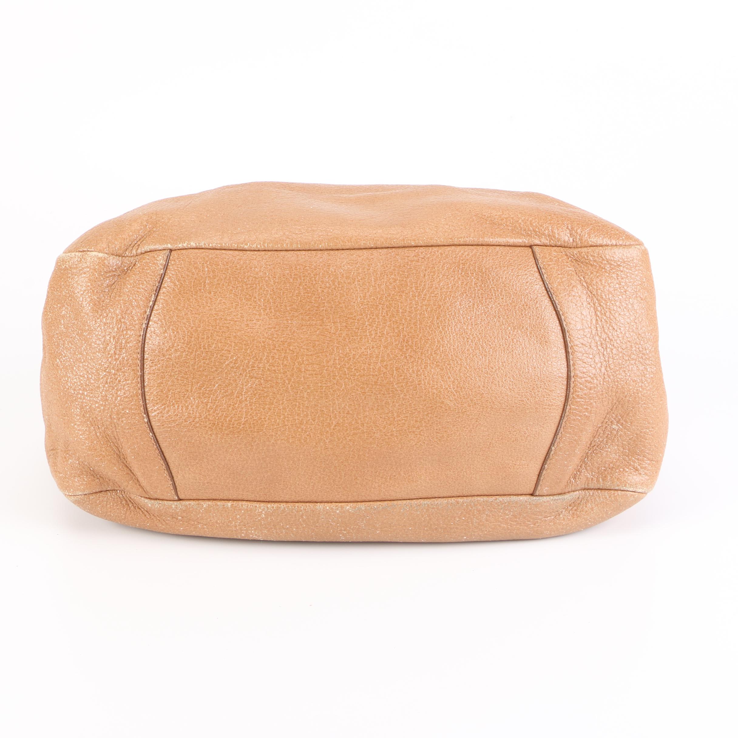 Prada Handbag in Dark Camel Cervo Lux with Detachable Shoulder Strap