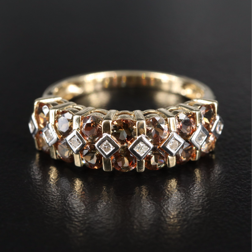 10K Andalusite and 0.09 CTW Diamond Multi-Row Ring