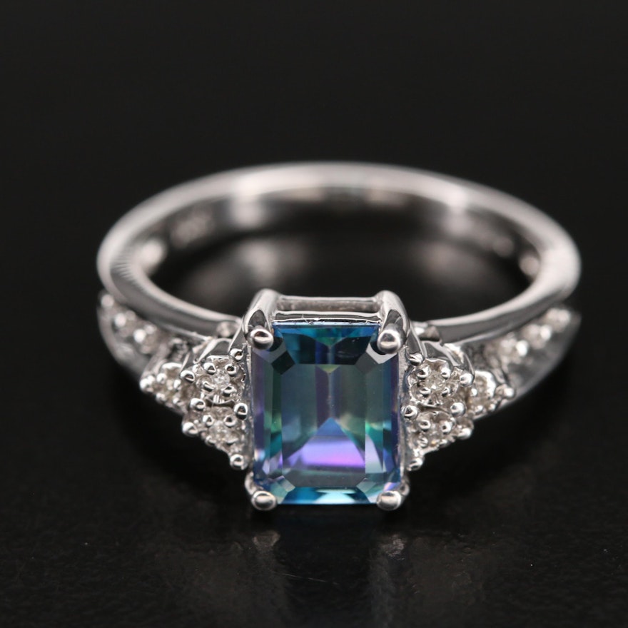 10K Mystic Topaz and 0.03 CTW Diamond Ring