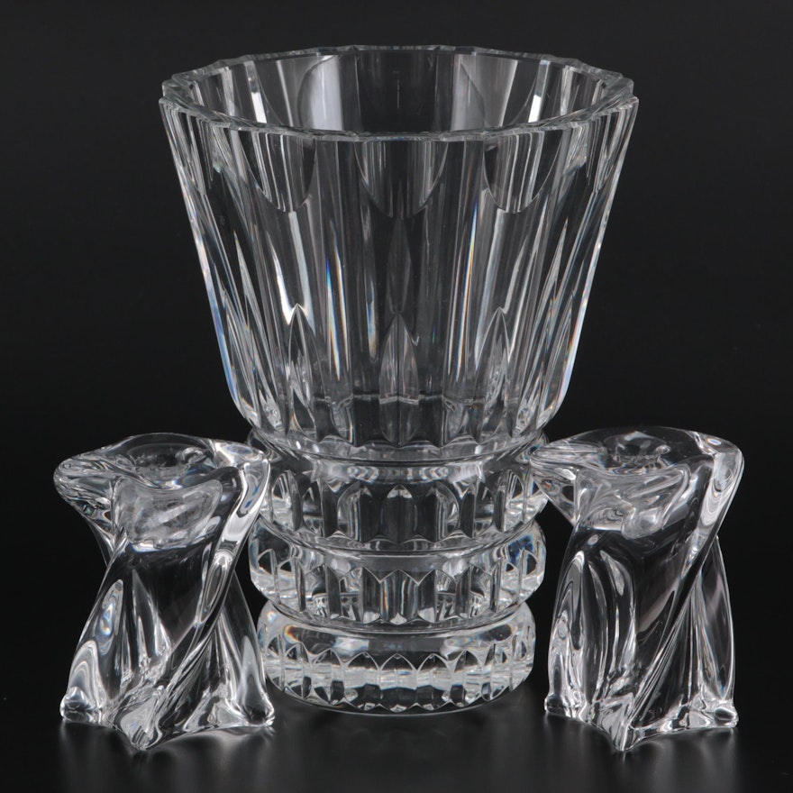 St. Louis Clear Crystal Vase and Candlesticks