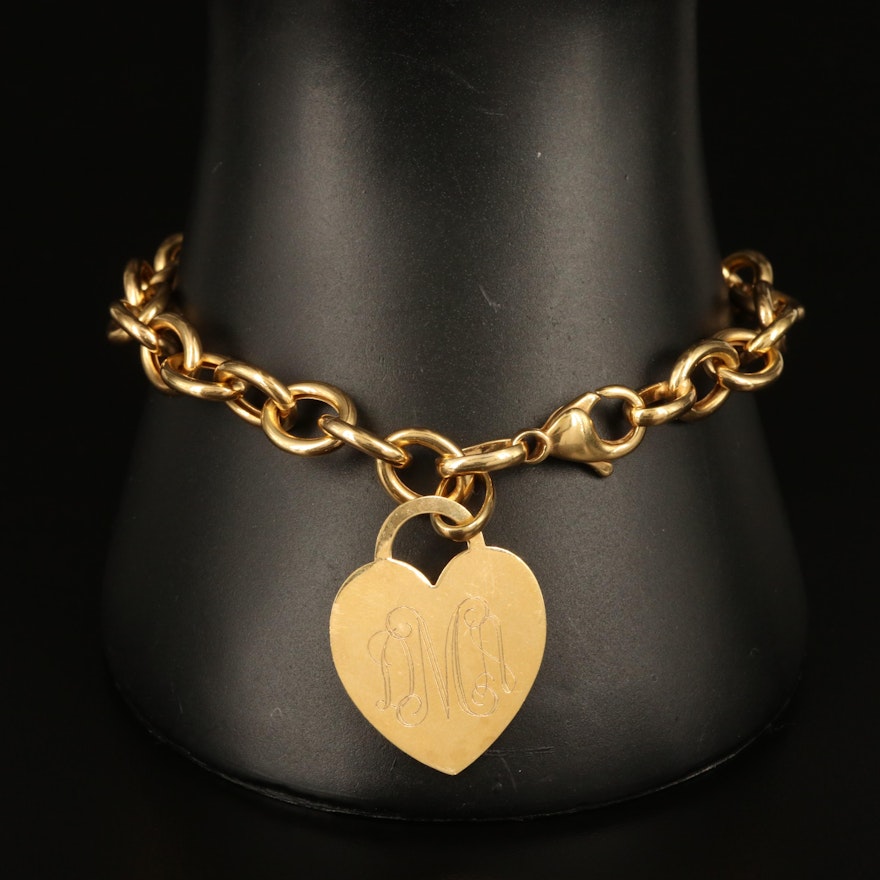 Italian 14K Heart Bracelet