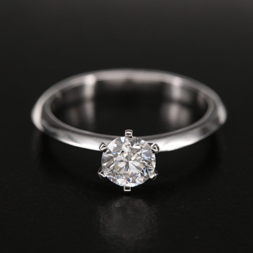 18K and 10K 0.72 CT Diamond Solitaire Ring with Knife-Edge Shoulders